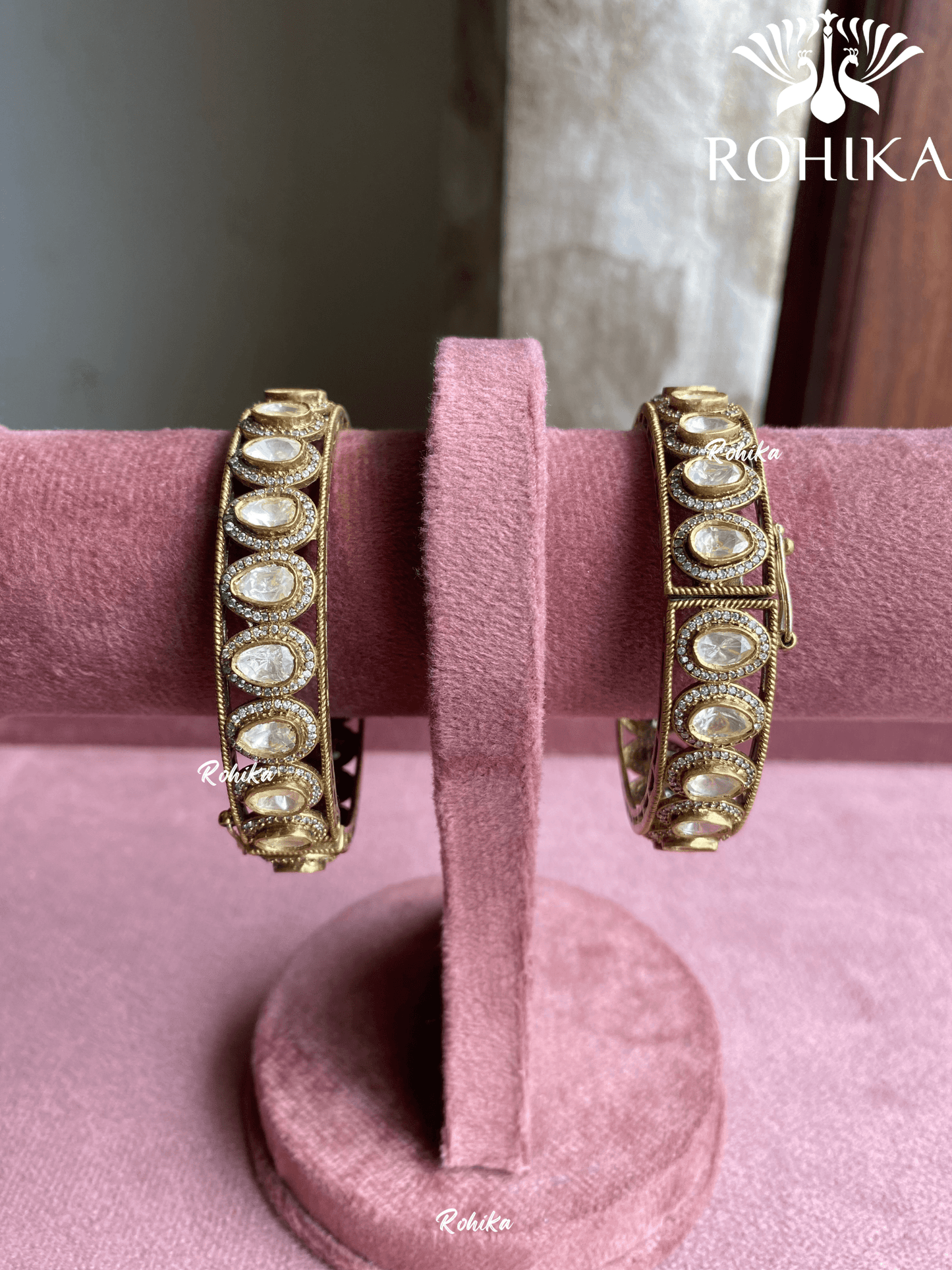 Samyat moisinite kada/bangles - Golden - Rohika Store