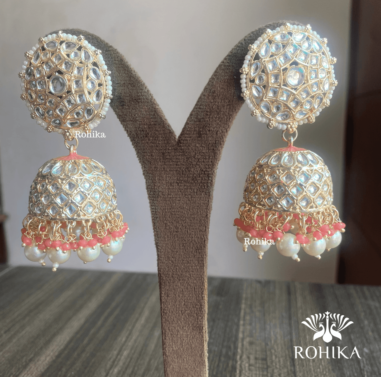Manya jhumka earrings - Peach - Rohika Store