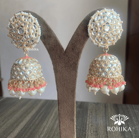 Manya jhumka earrings - Peach - Rohika Store