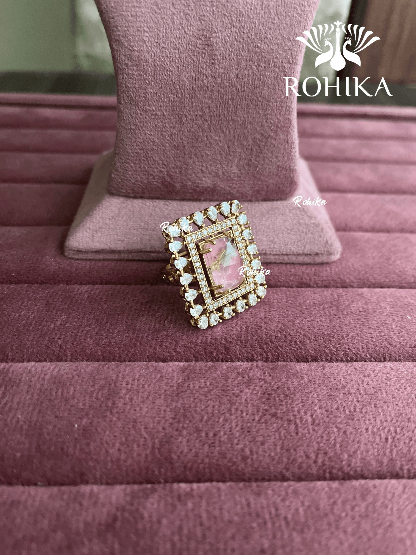 Angana polki kundan ring (SG-126) - Pink - Rohika Store