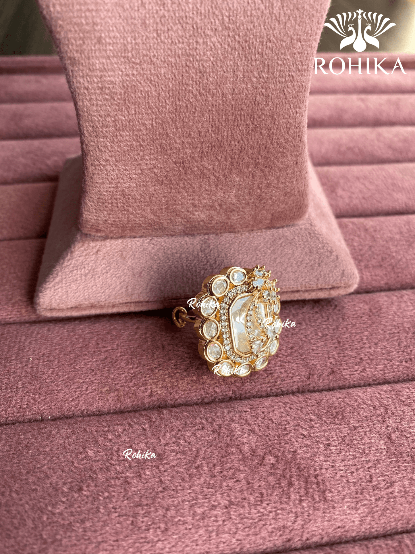 Angana polki kundan ring (SG-086) - White - Rohika Store