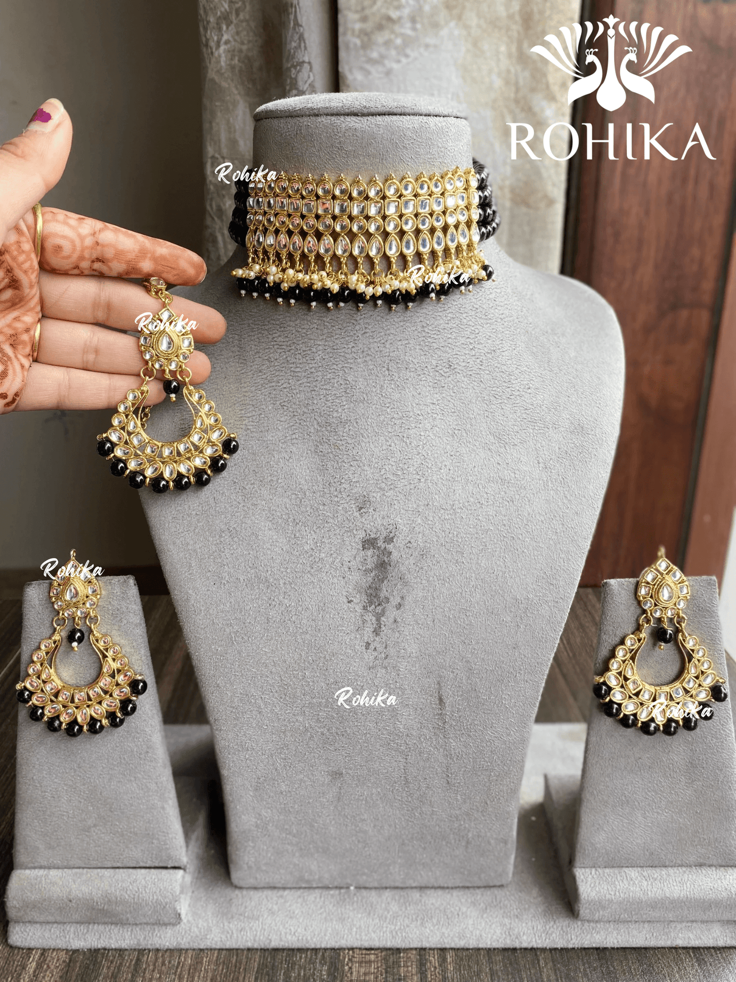 Venita choker set - Black - Rohika Store