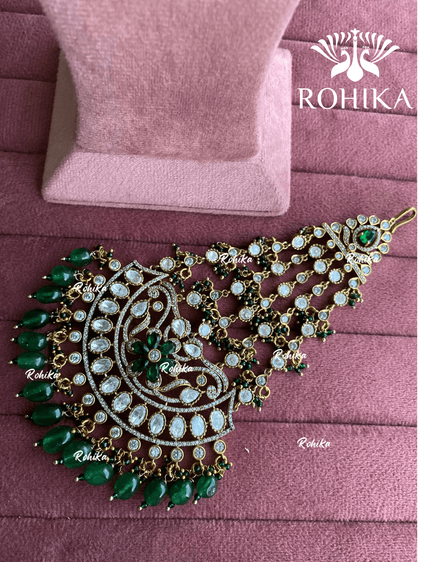 Bandini polki kundan passa /jhoomer (007) - Dark & green - Rohika Store