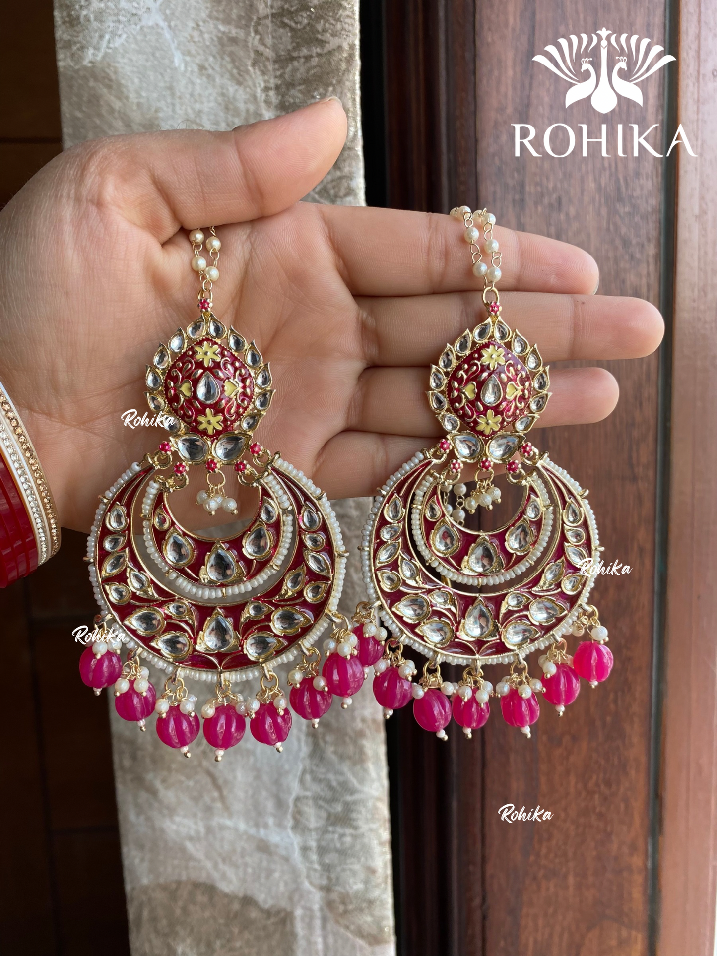 Maya meenakari earrings - Pink