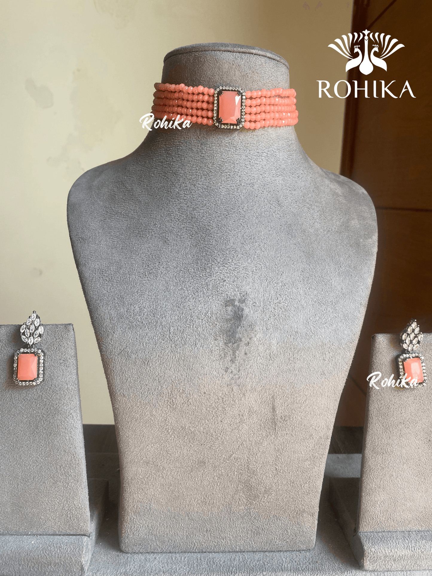 Rashya choker set - Peach - Rohika Store