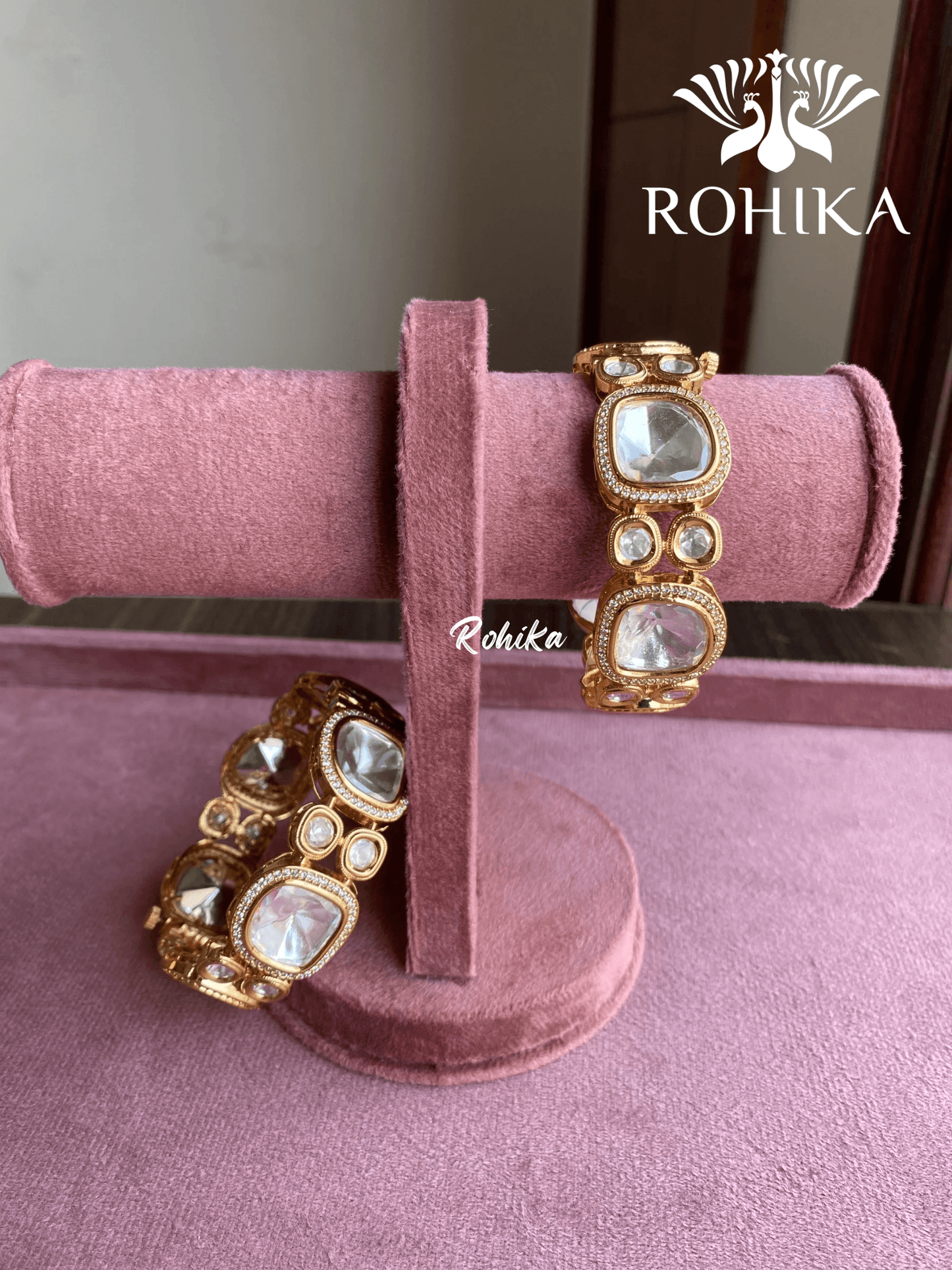 Vrinda polki kundan kada/bangles - Golden - Rohika Store