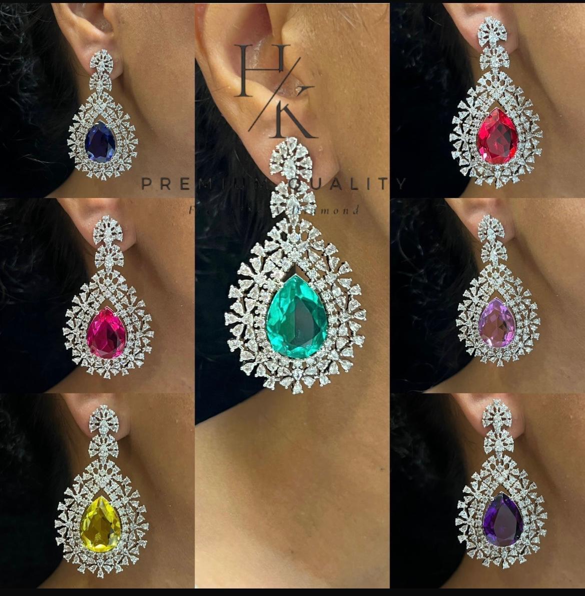 Cara american diamond necklace set - Yellow - Rohika Store