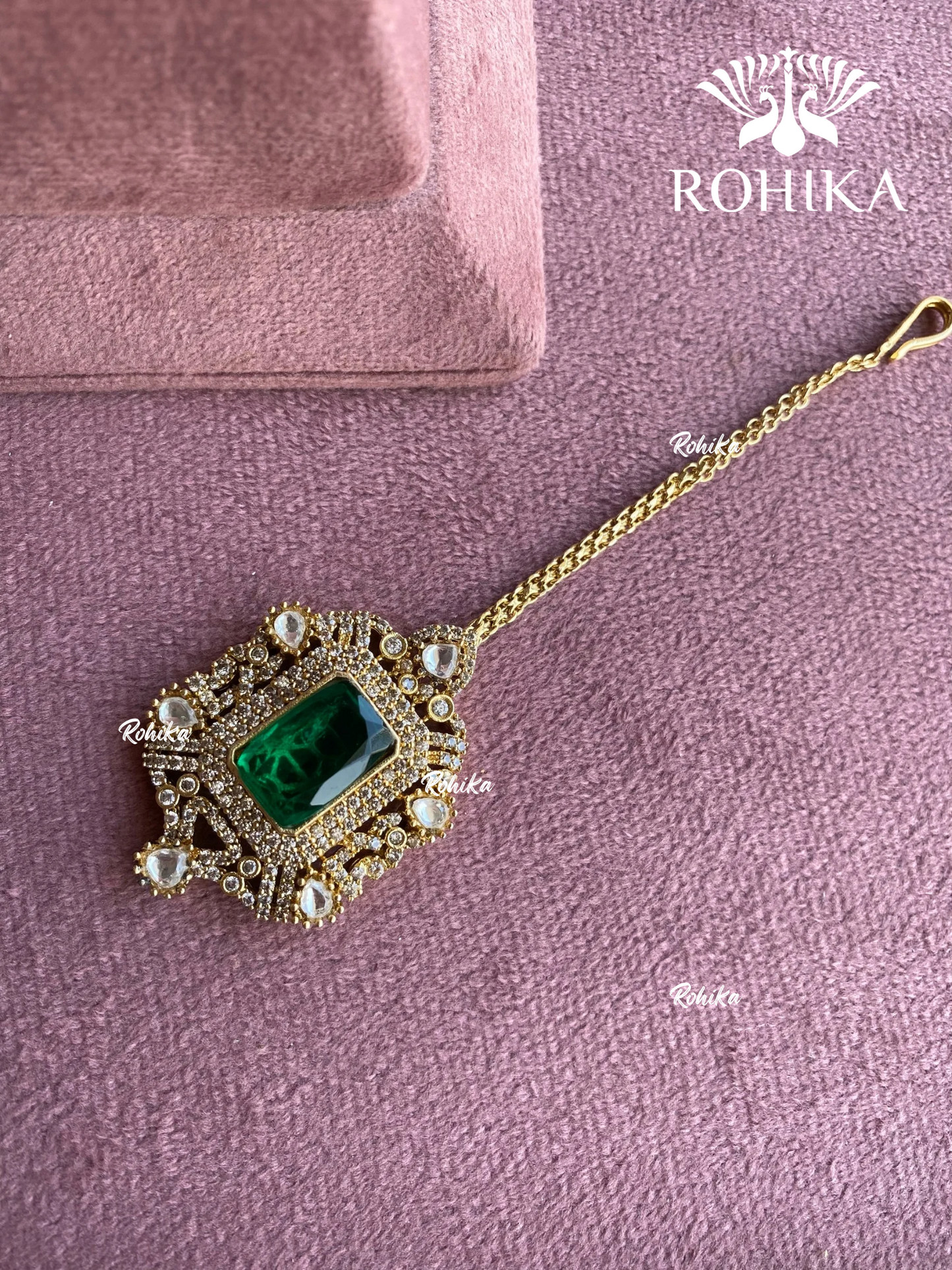 Polki kundan maangtikka (PLKM-012) - Green