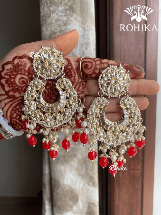 Navpreet beautiful earrings - Red - Rohika Store