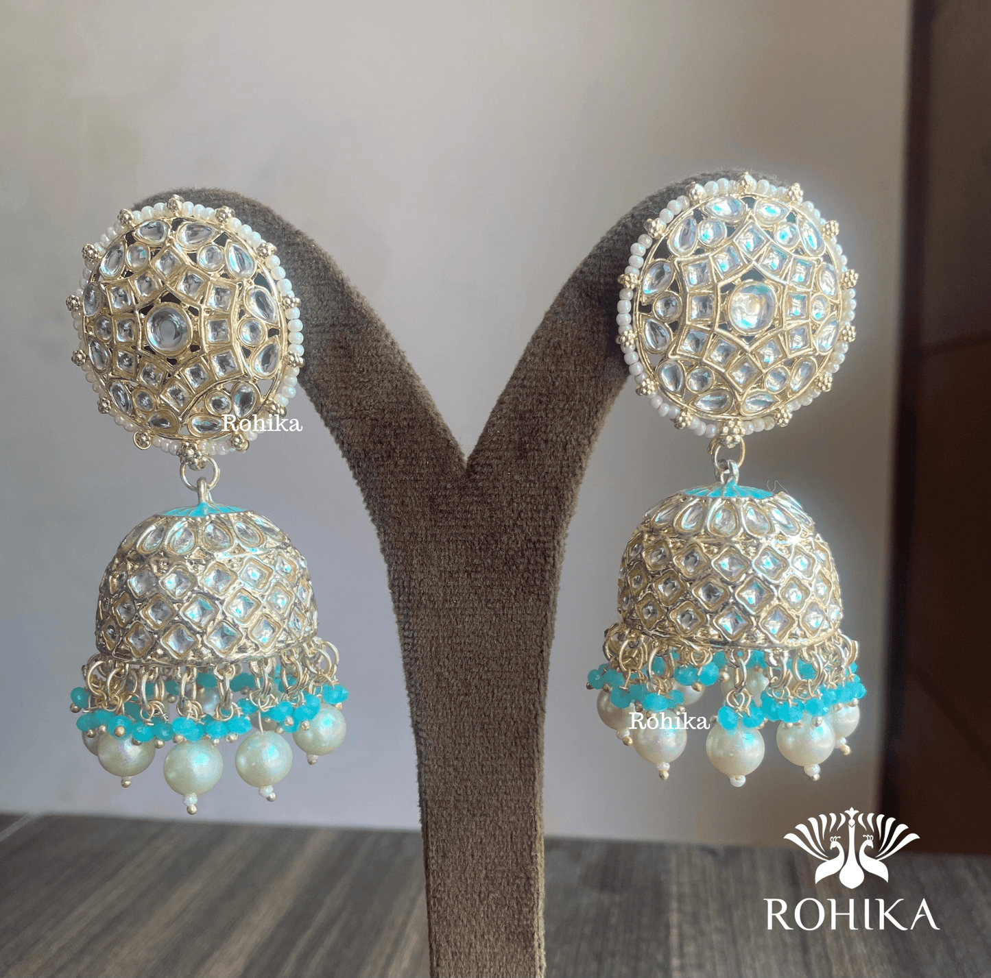Manya jhumka earrings - Sky Blue - Rohika Store