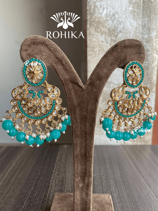 Kanika polki earrings - Green - Rohika Store