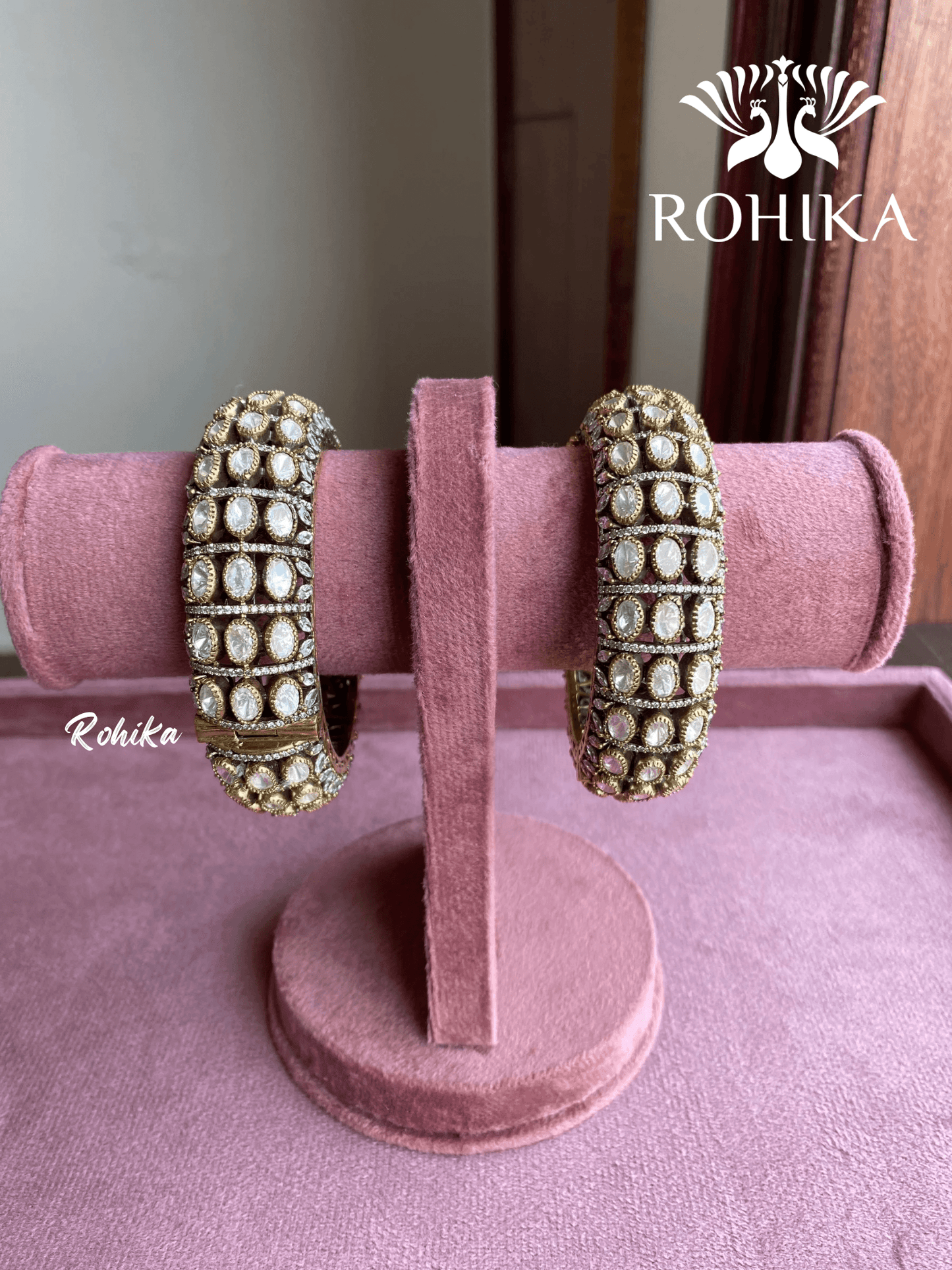 Manisha moisinite kundan kada/bangles - Rohika Store