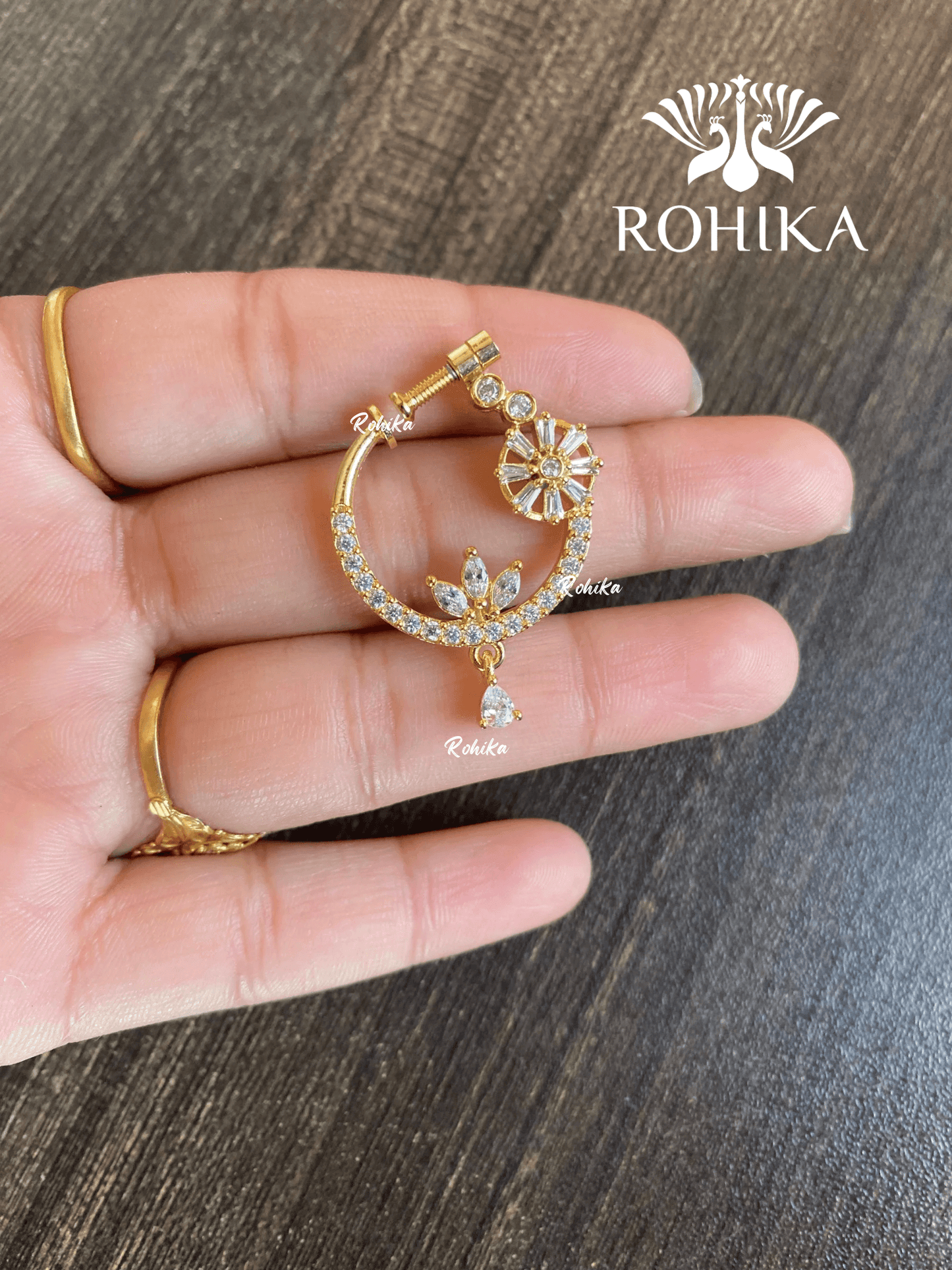 Riya AD stone Nath (033) - Golden - Rohika Store