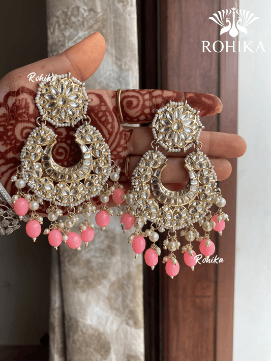 Navpreet beautiful earrings - Baby pink - Rohika Store