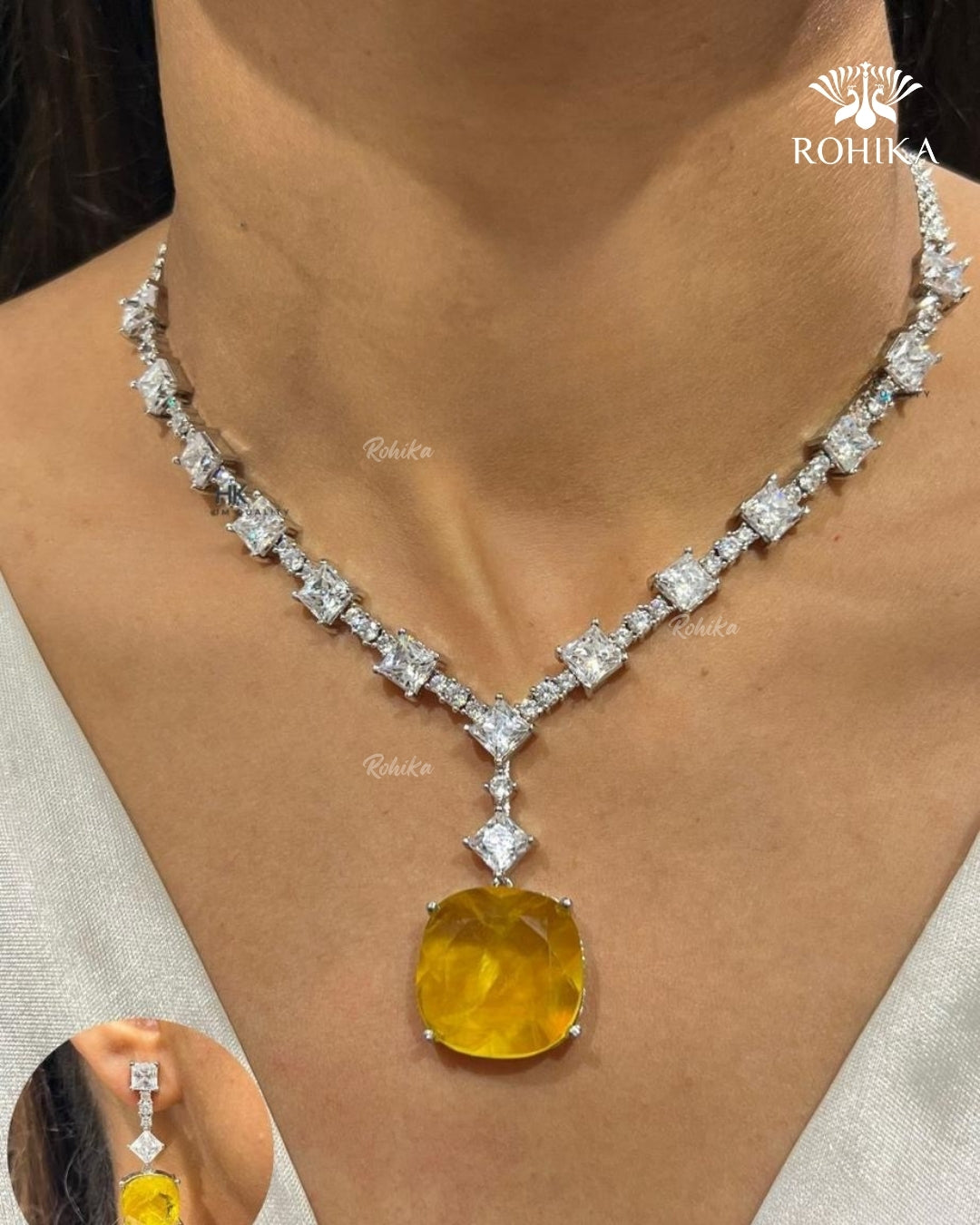 Dinah American Diamond Necklace - Yellow