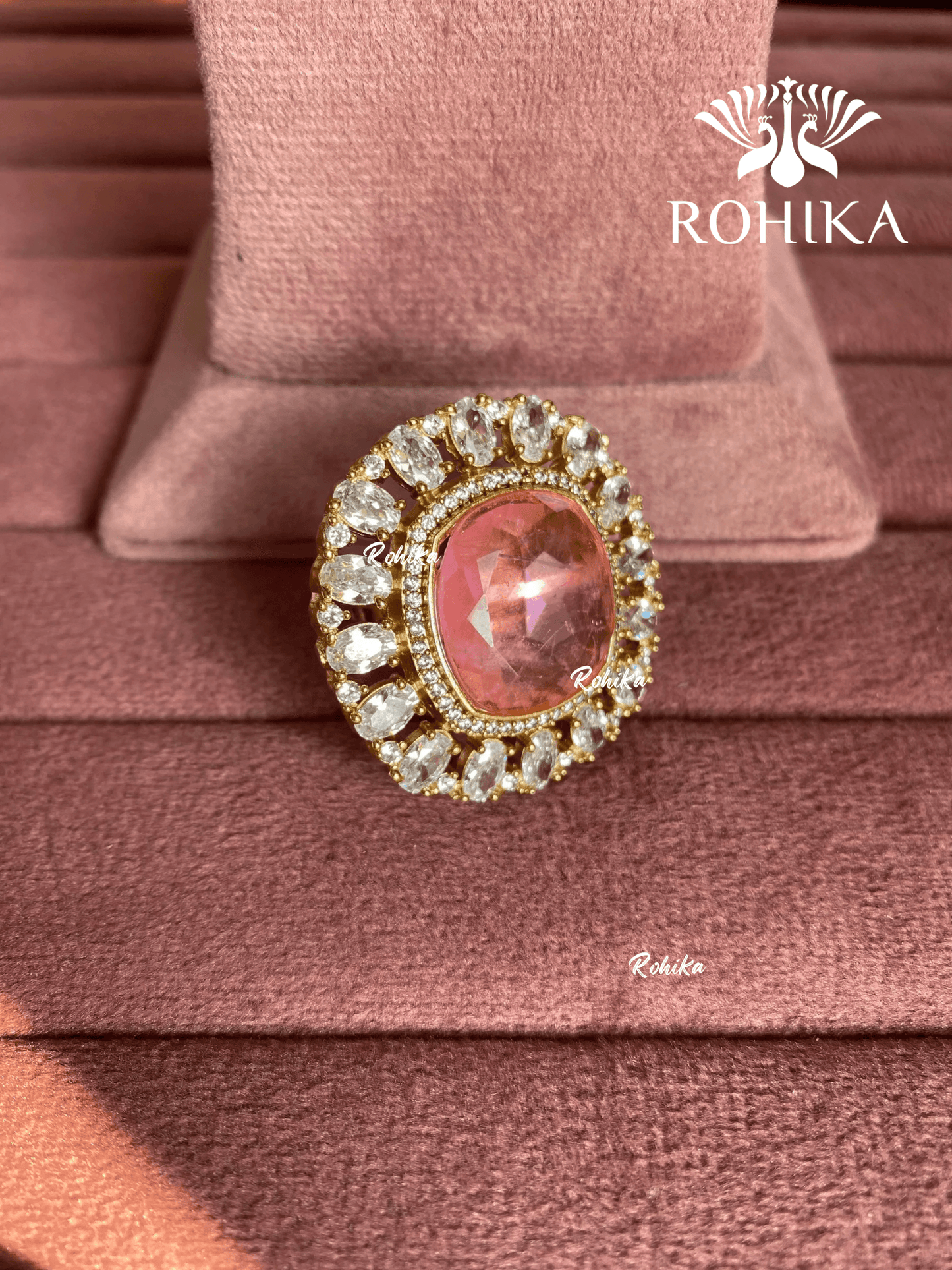 Angana polki kundan ring (SG-139) - Pink - Rohika Store
