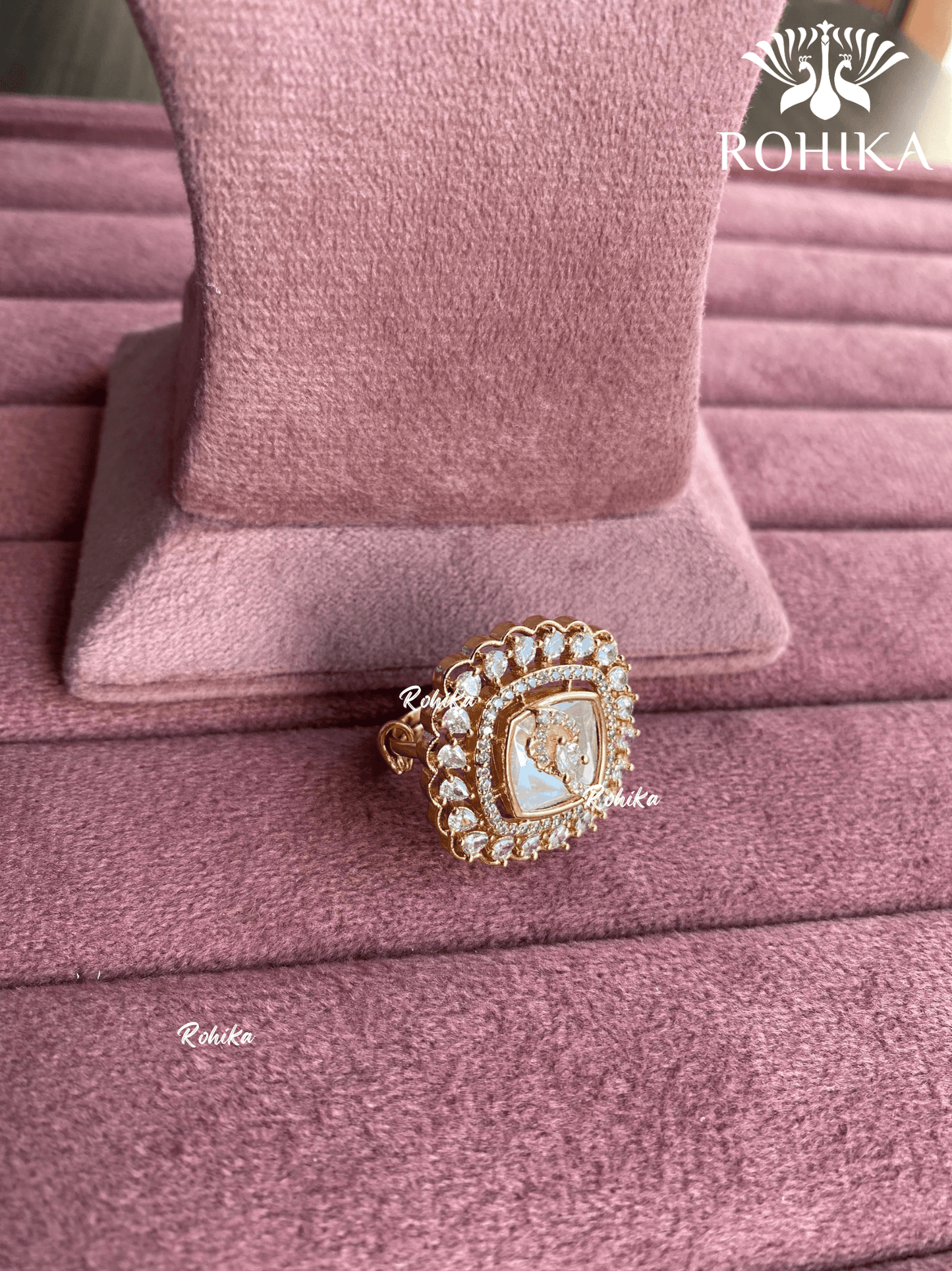 Angana polki kundan ring (SG-084) - White - Rohika Store