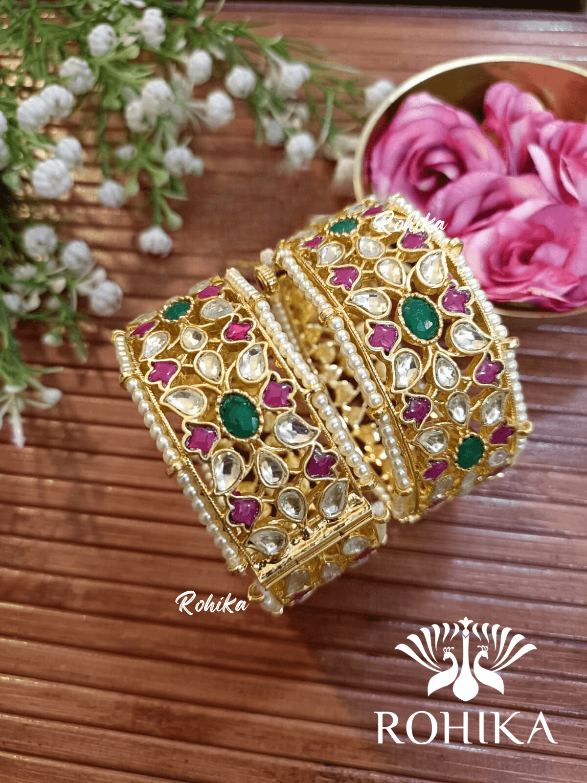 Pachhi kundan bangles - Multi (Pkb005-M) - Rohika Store