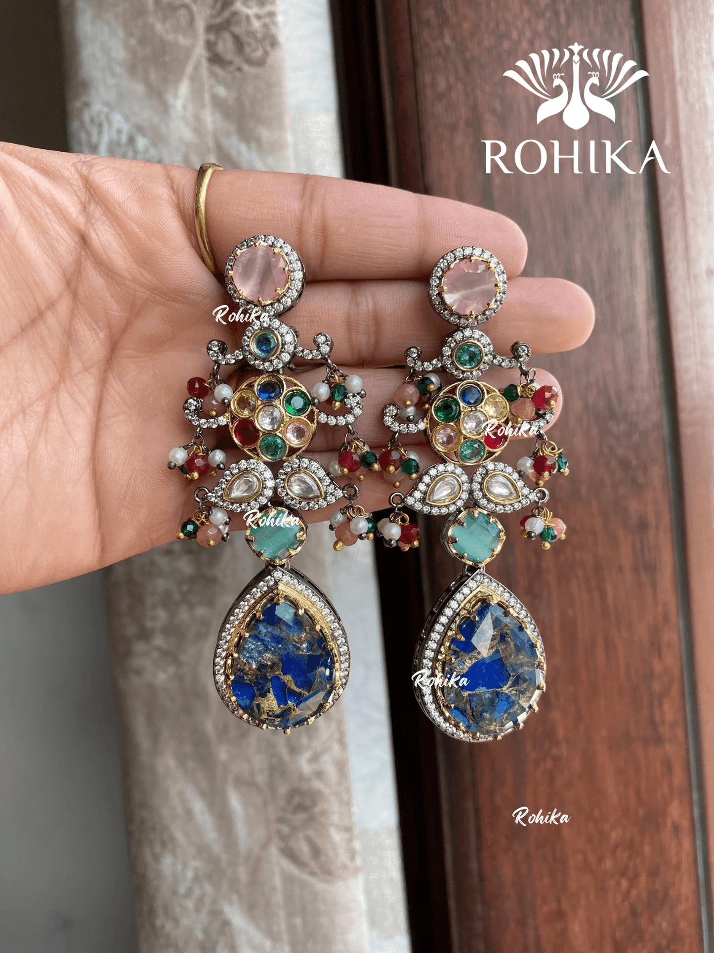 Designer earrings (M-005) - Multi colour - Rohika Store