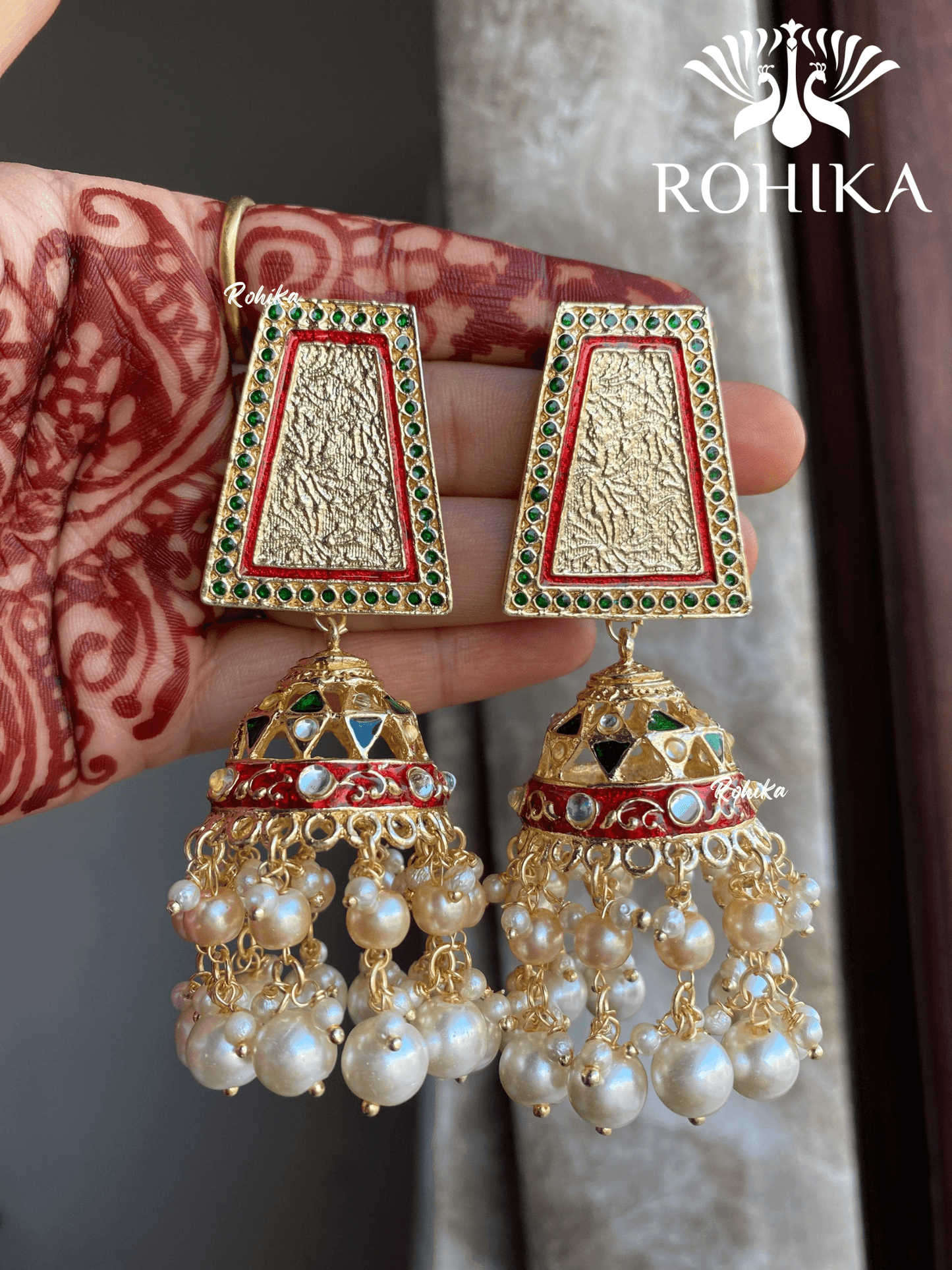 Suchi beautiful earrings - Red & green - Rohika Store
