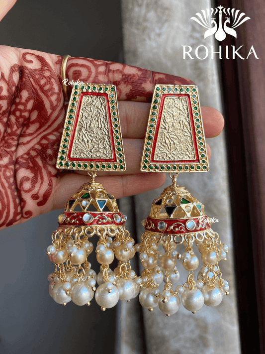 Suchi beautiful earrings - Red & green - Rohika Store