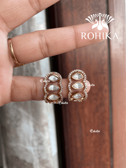 Vibha polki kundan earrings(002)- Golden - Rohika Store