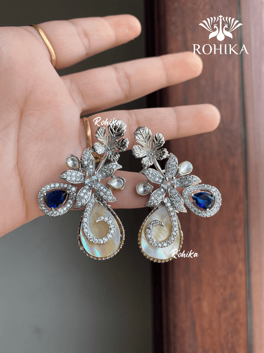Manas designer earrings - Blue - Rohika Store
