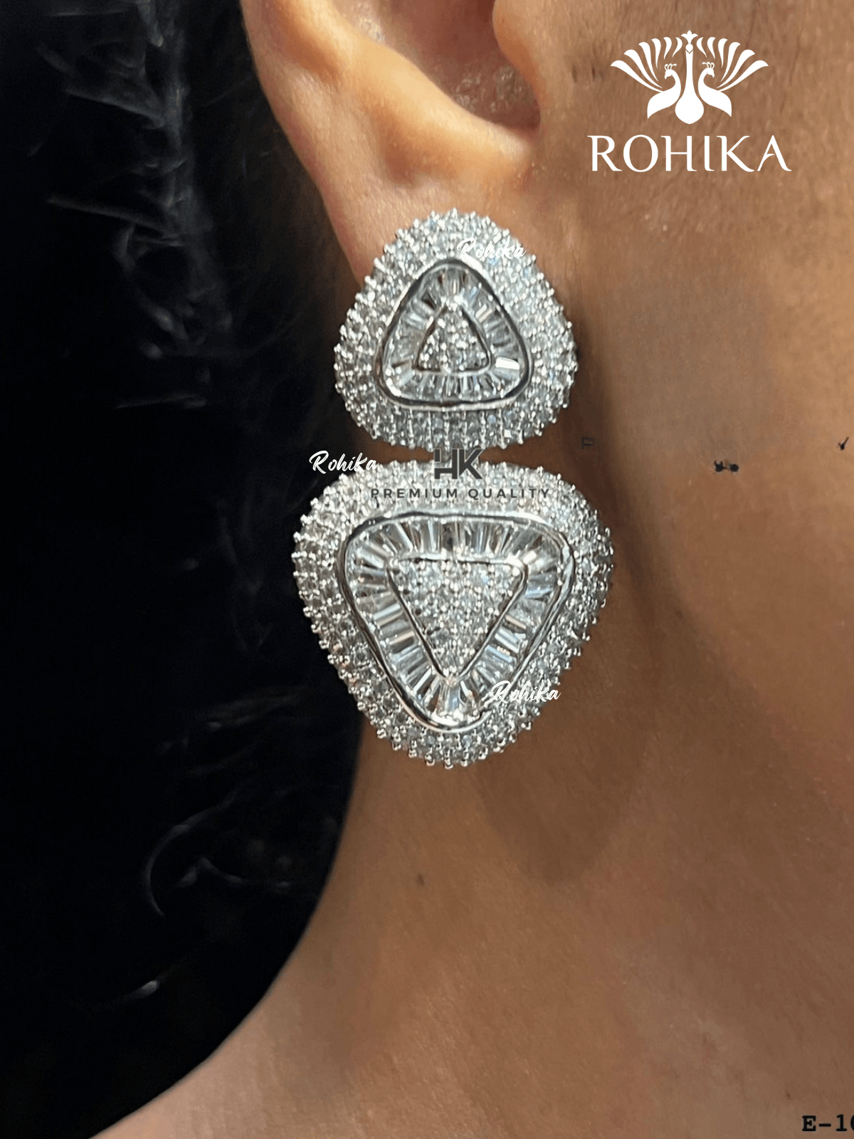 American diamond earrings (ADE -005) - White - Rohika Store