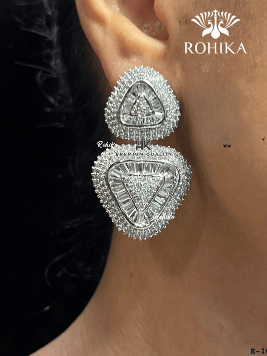 American diamond earrings (ADE -005) - White - Rohika Store