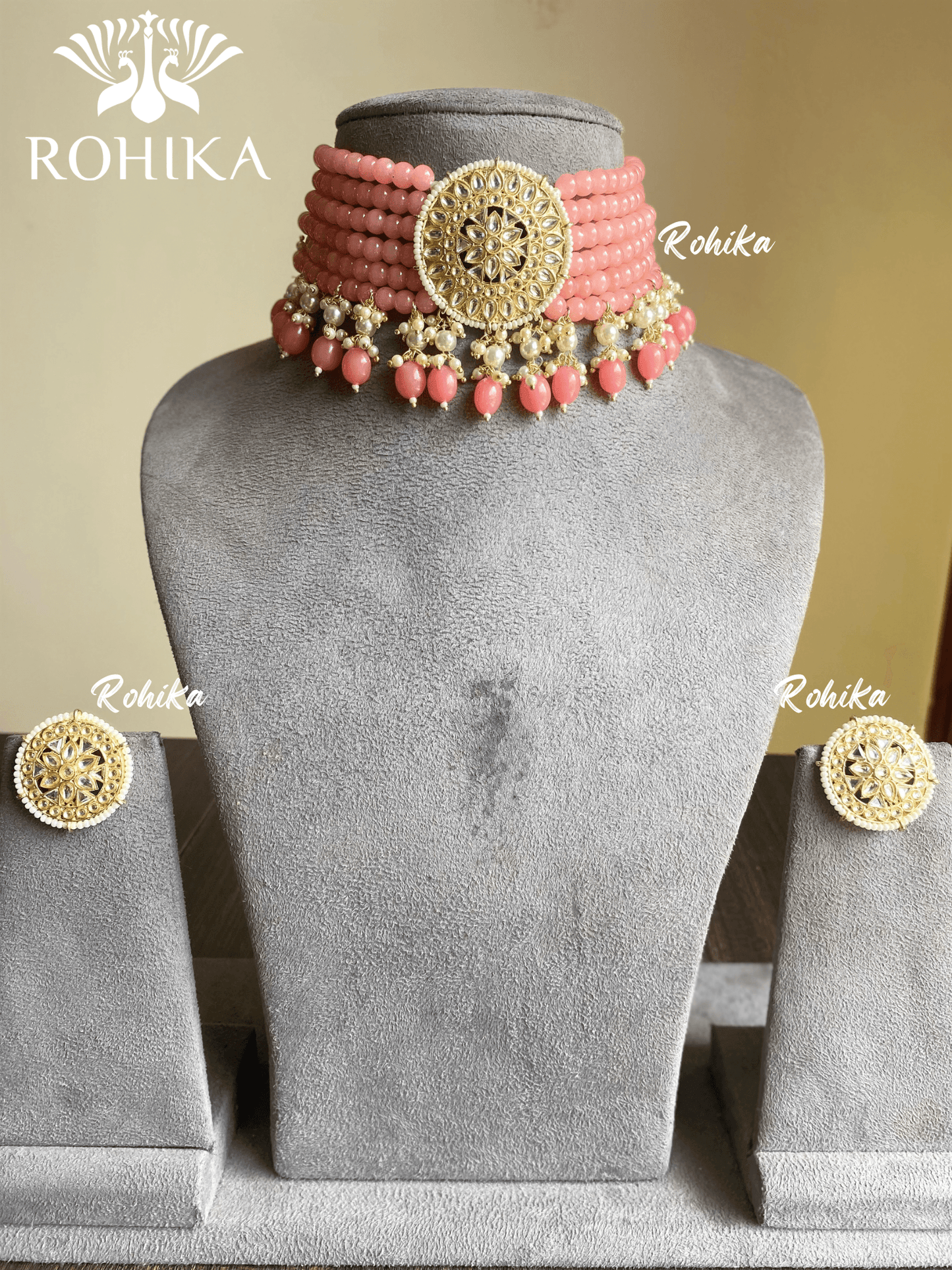 Alka choker set - Light Pink - Rohika Store