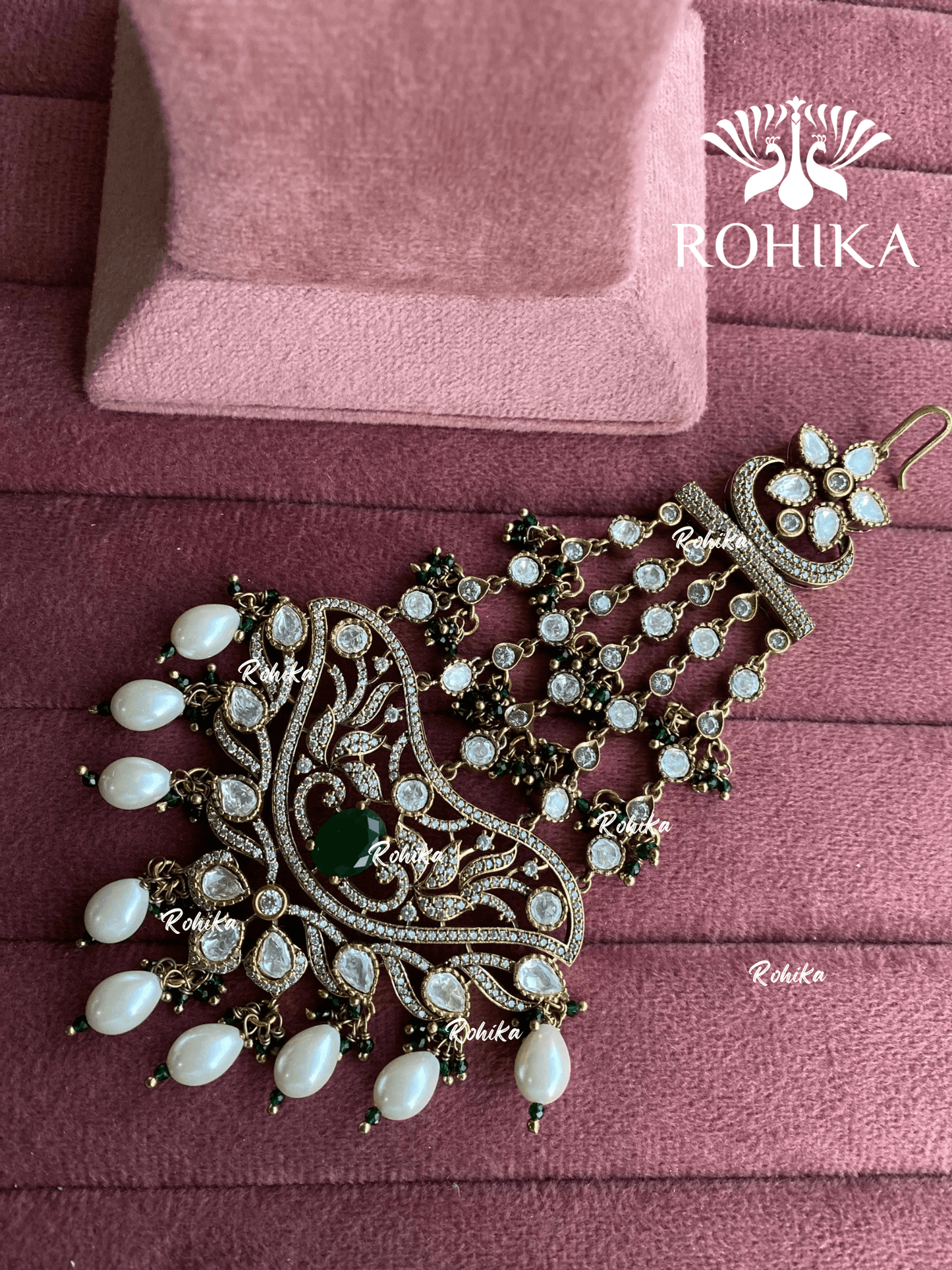 Bandini polki kundan passa /jhoomer (010) - Dark green - Rohika Store