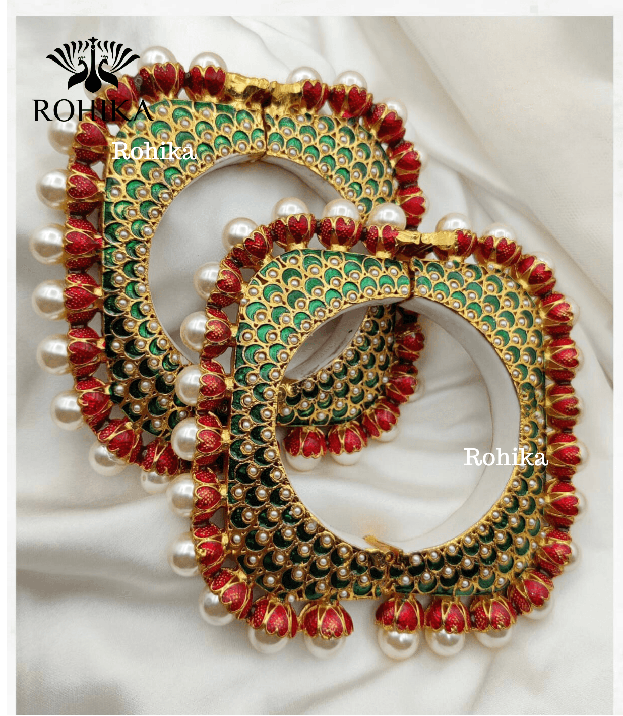 Aastha jadau bangles - Green - Rohika Store