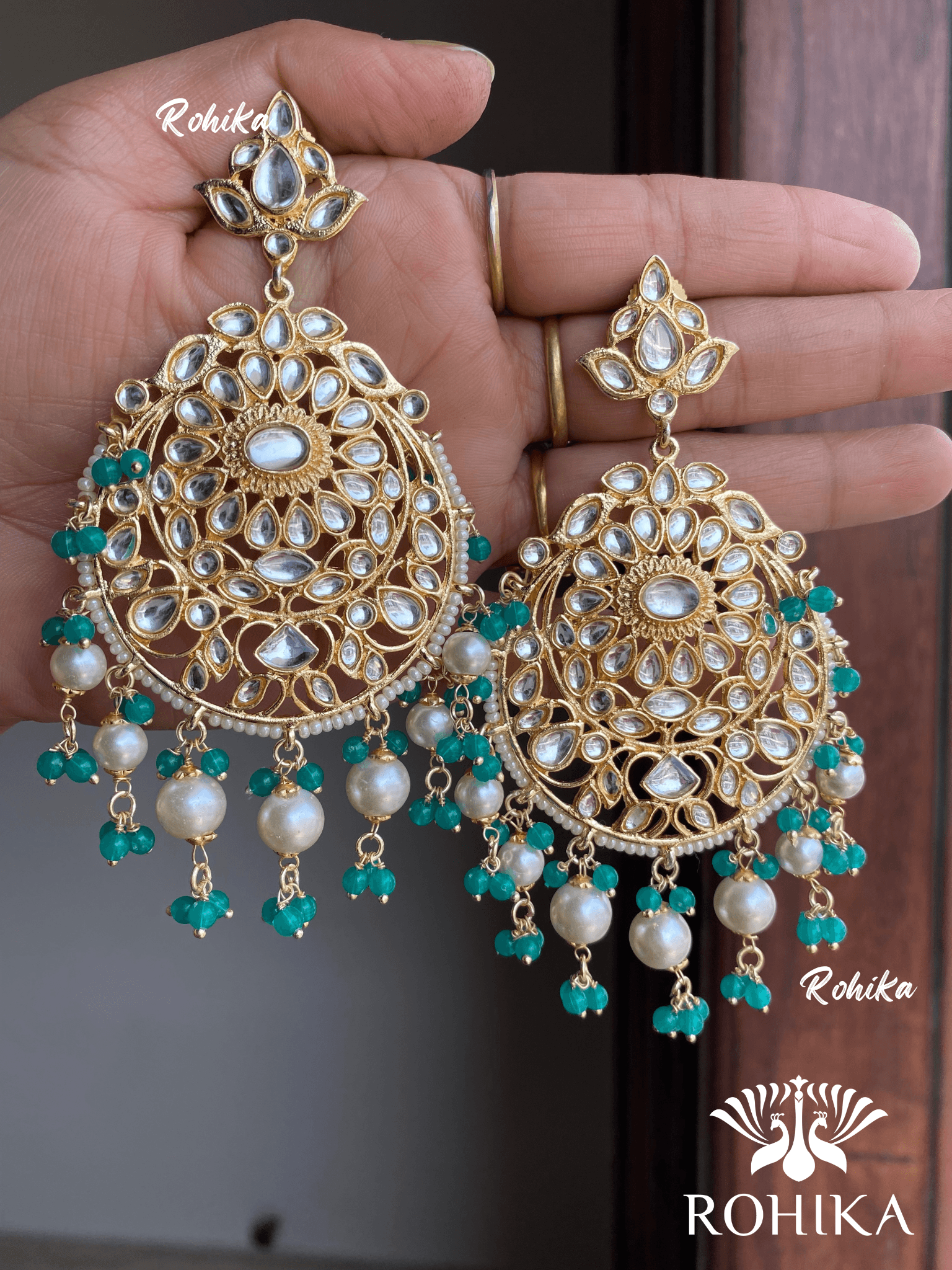 Nyema beautiful earrings-Green - Rohika Store