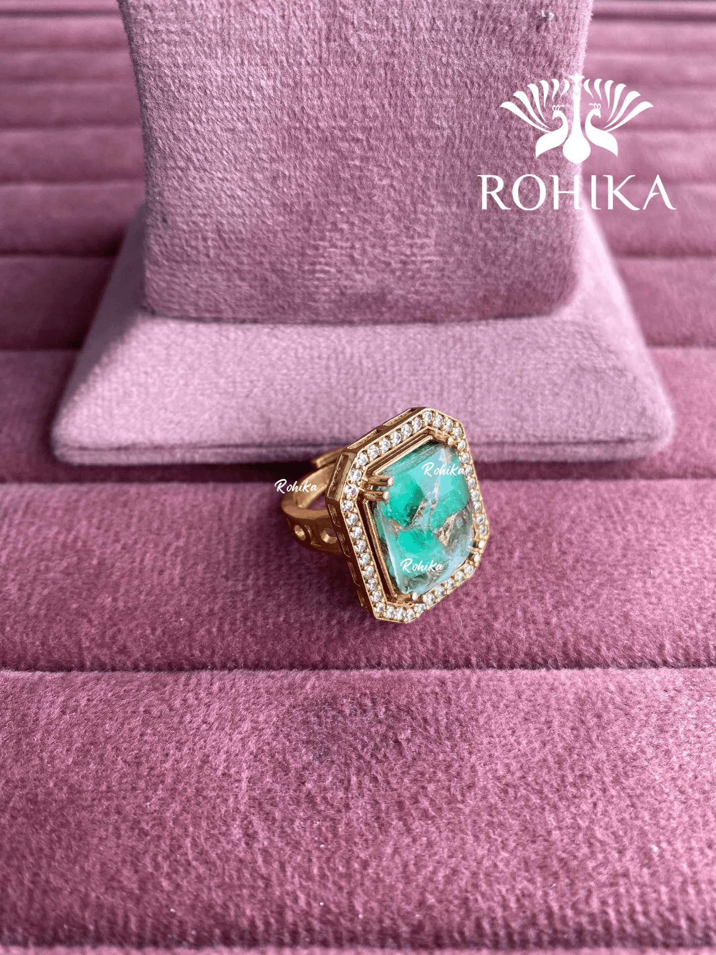 Angana polki kundan ring (SG-124) - Green - Rohika Store