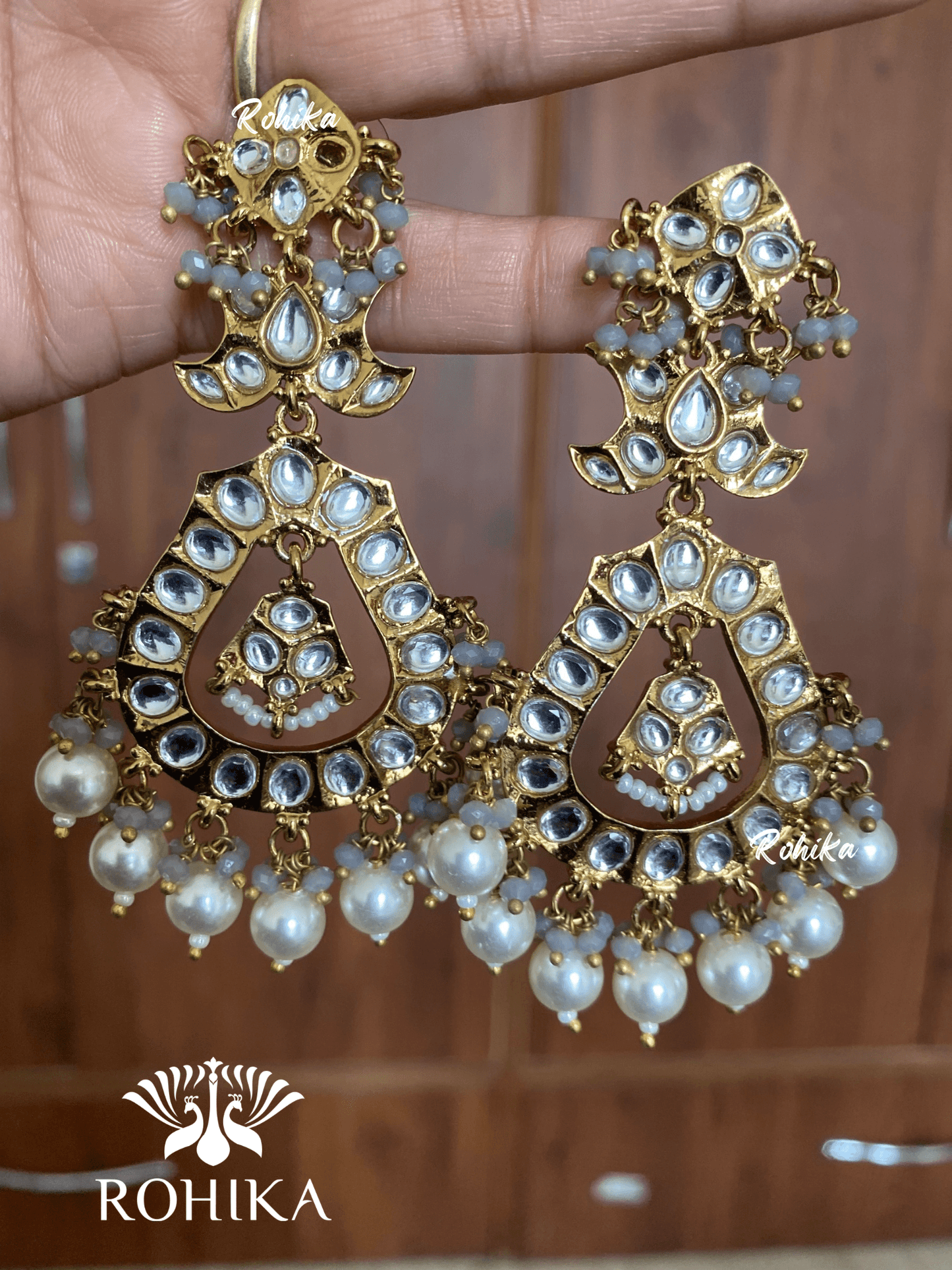 Tashi beautiful earrings - Grey - Rohika Store