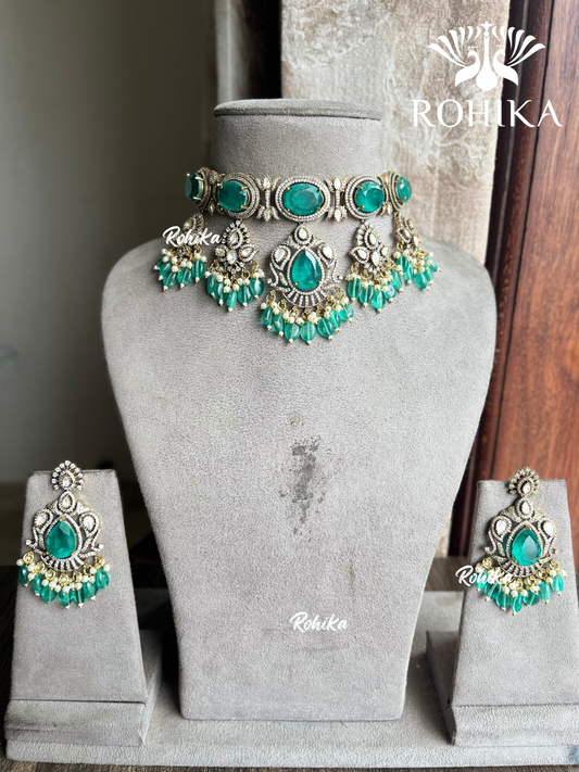 Samridhhi doublet kundan choker set - Mint green