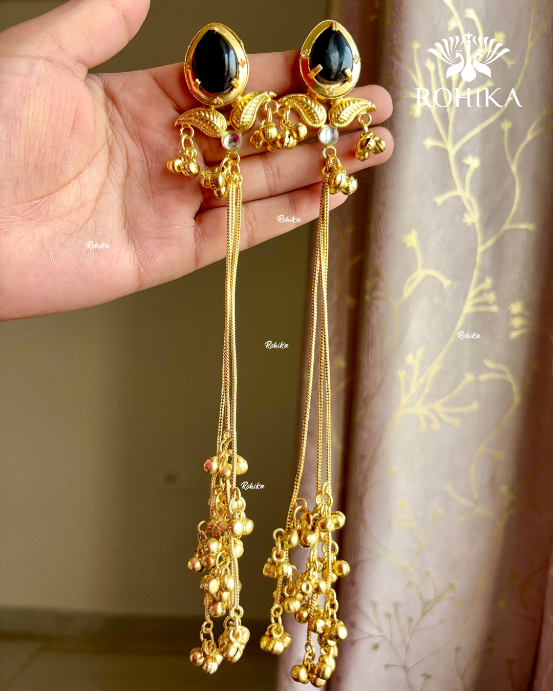 Banjara fusion Kashmiri earrings (FE-023) - Black