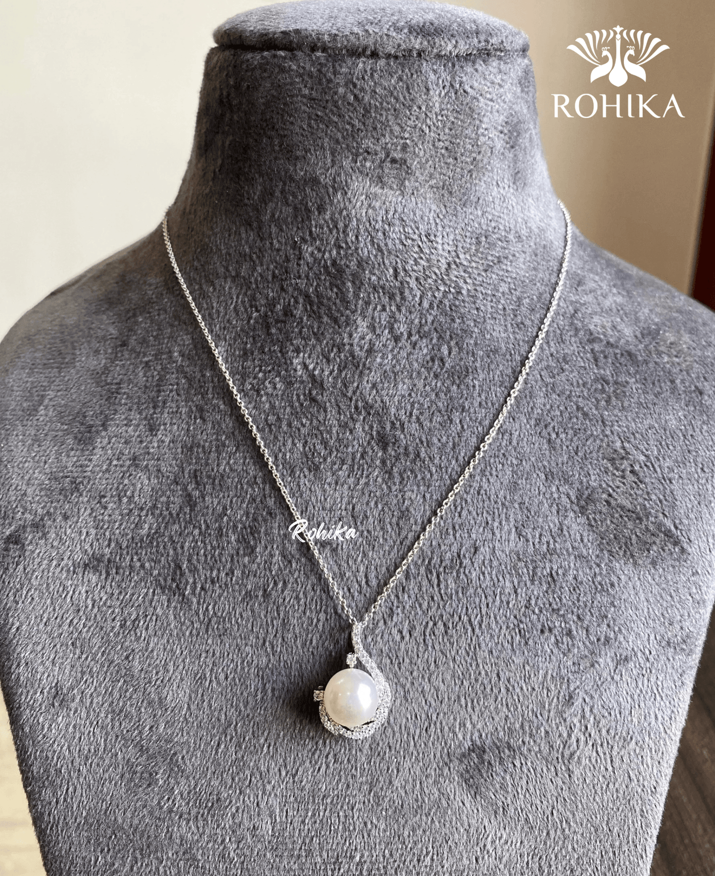 Luna pearl necklace set - Silver - Rohika Store