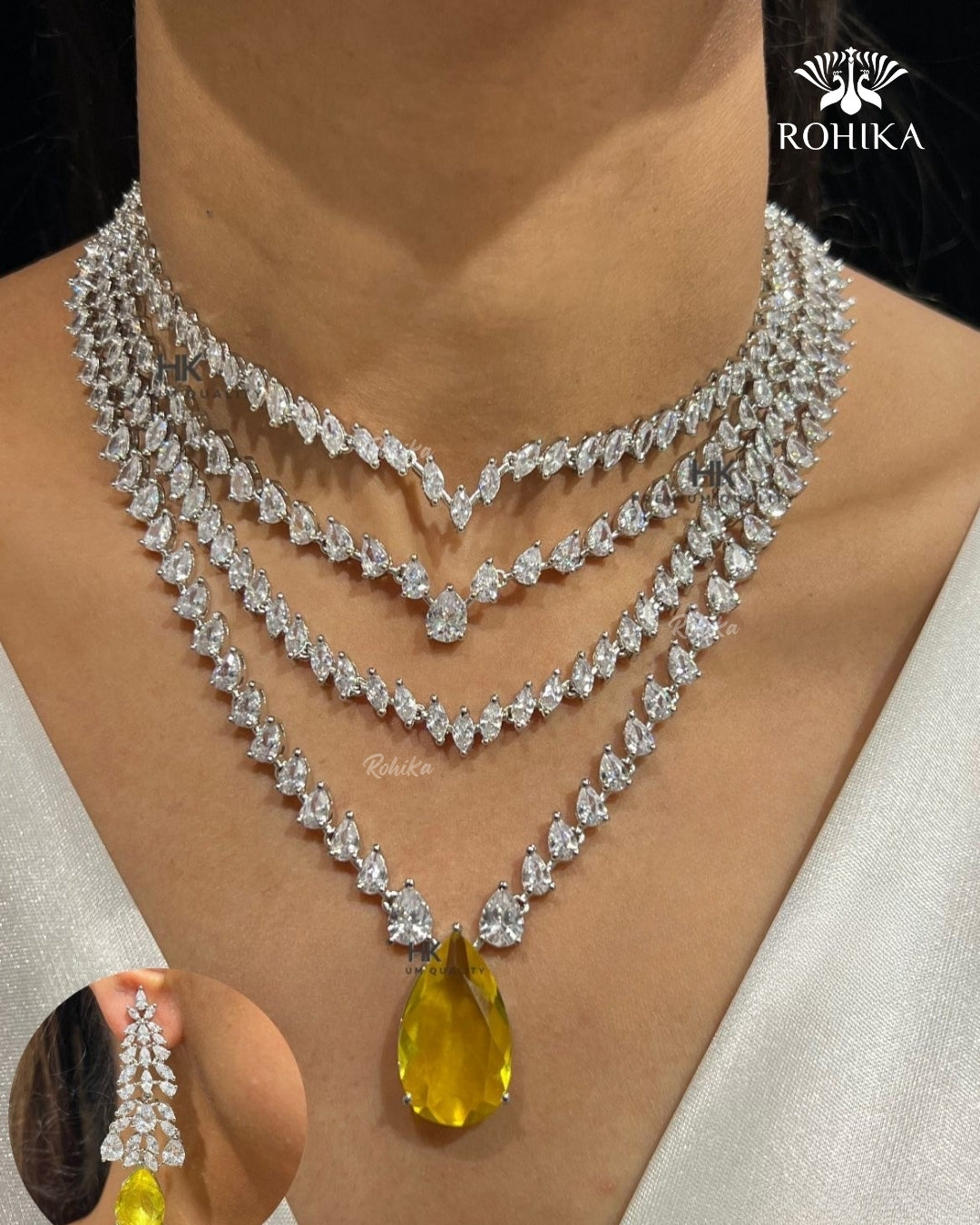 Eliana American Diamond Necklace - Yellow