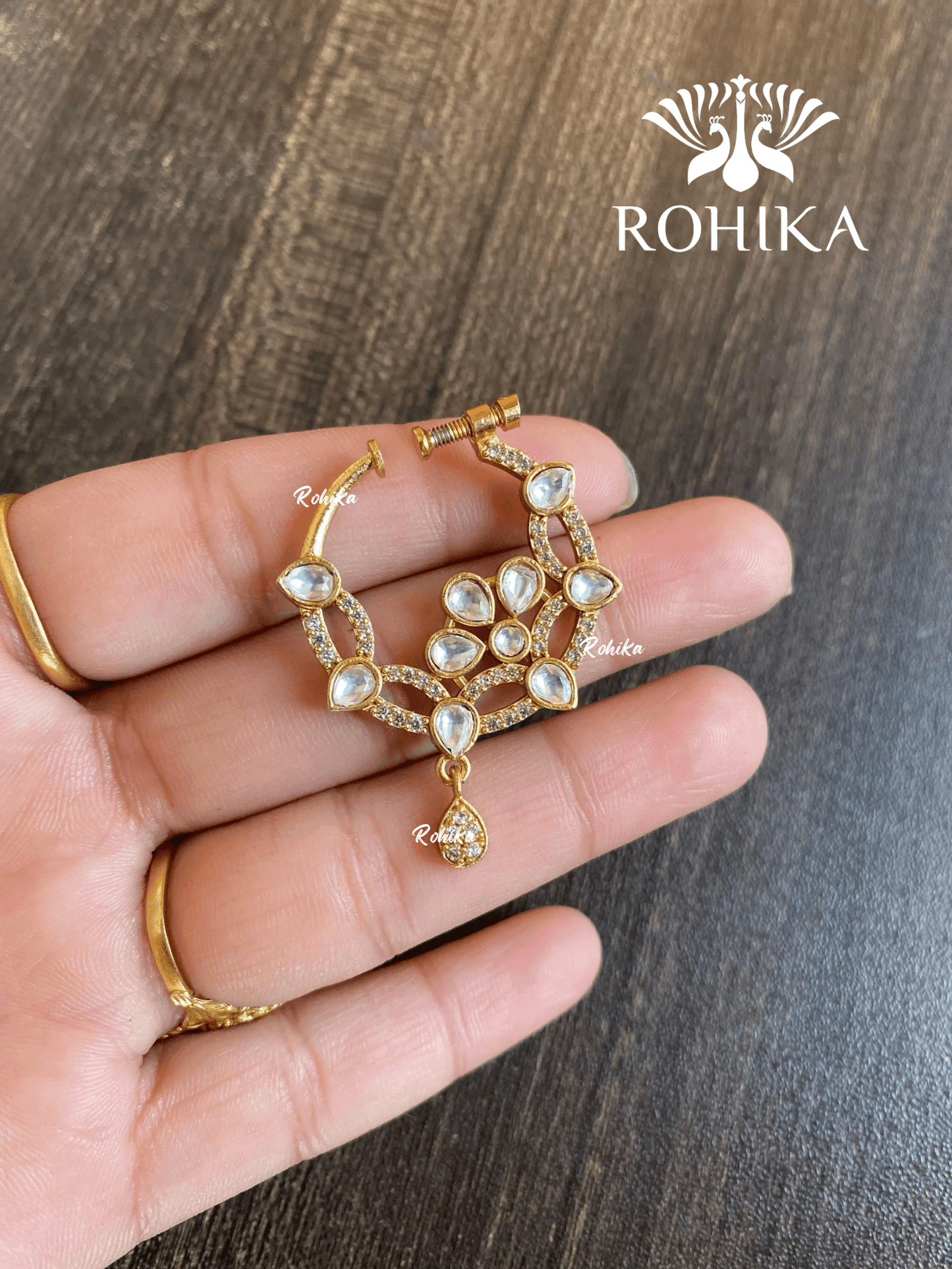 Riya AD stone Nath (029) - Golden - Rohika Store