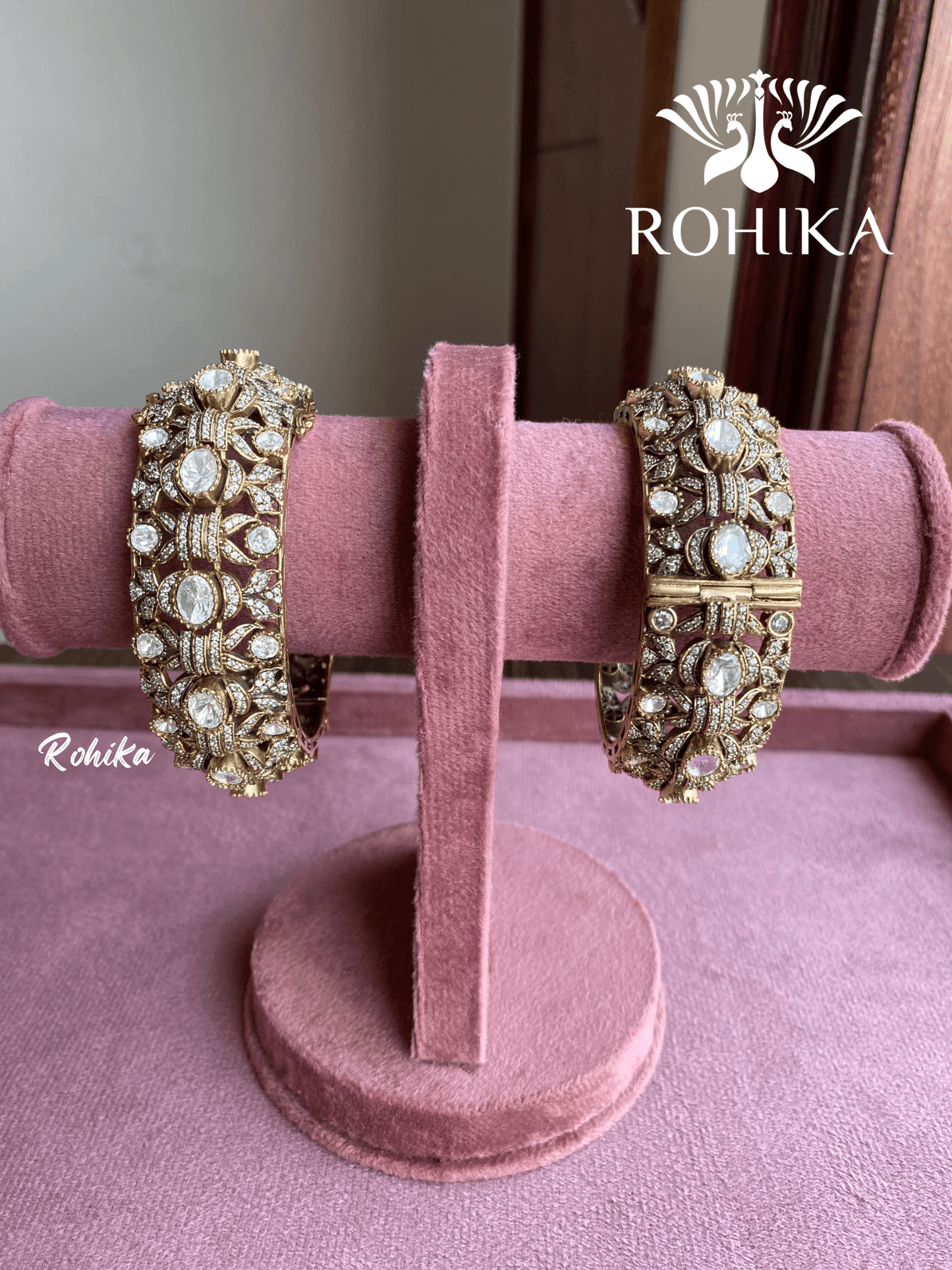 Ashmi moisinite kundan kada/bangles - Rohika Store