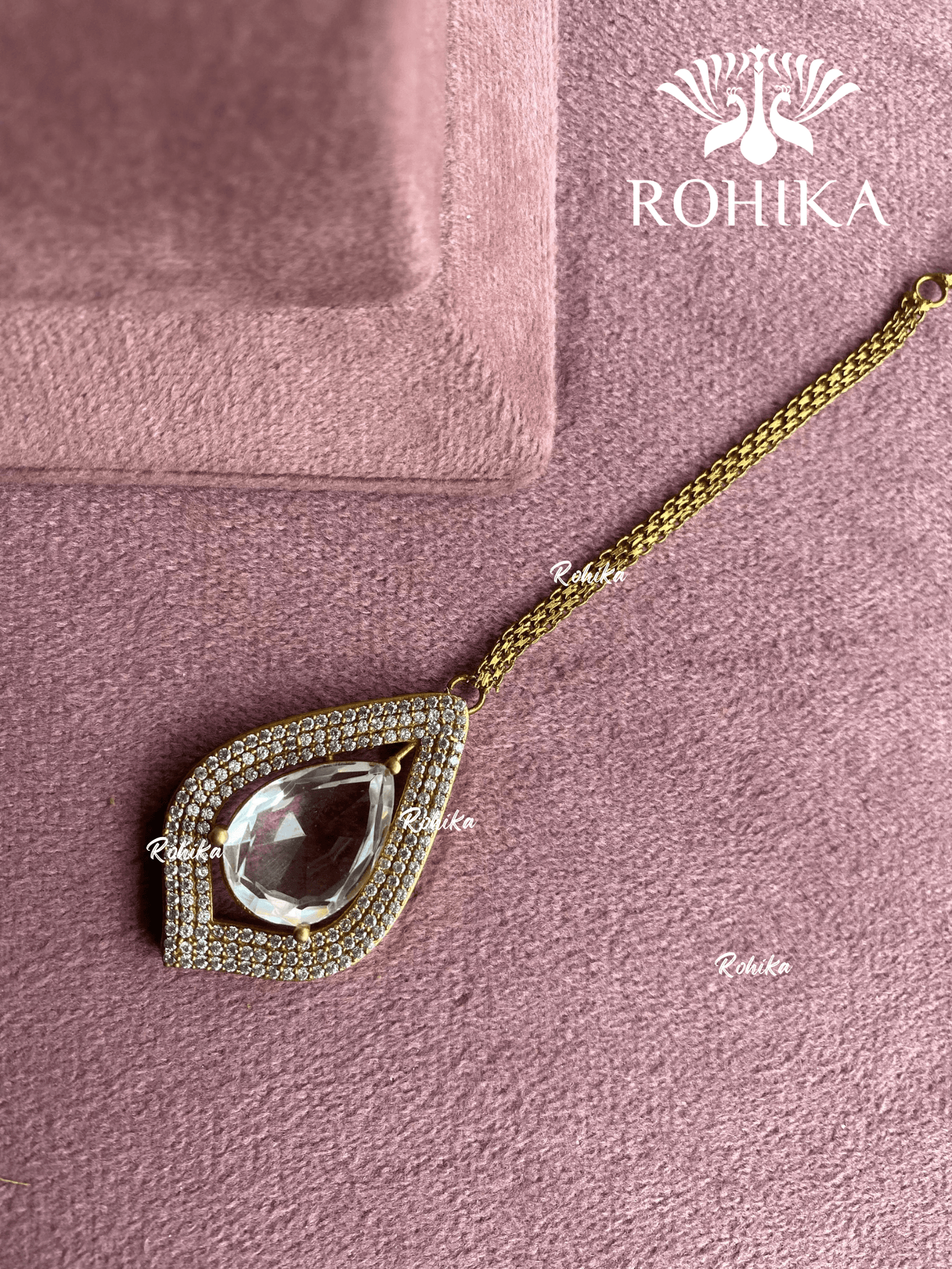 Polki kundan maangtikka (PLKM-026) - white - Rohika Store