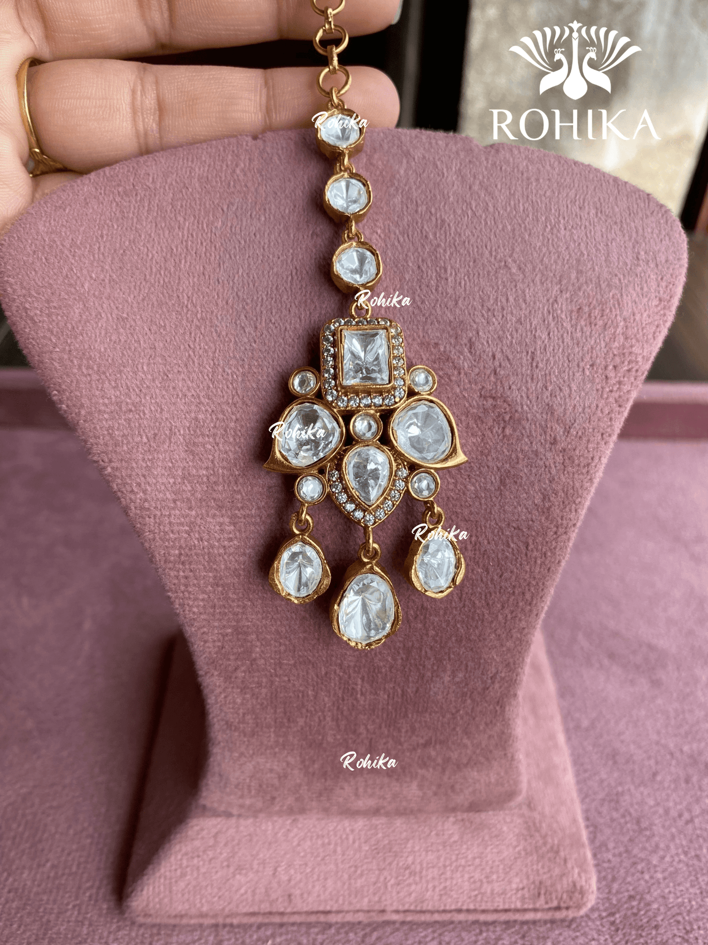Polki kundan maangtikka (PLKM-073) - White - Rohika Store