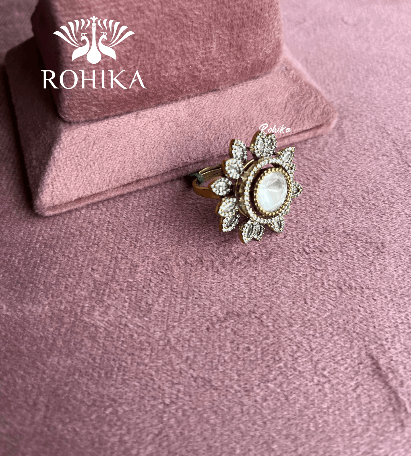Angana polki kundan ring (SG-002) - White - Rohika Store
