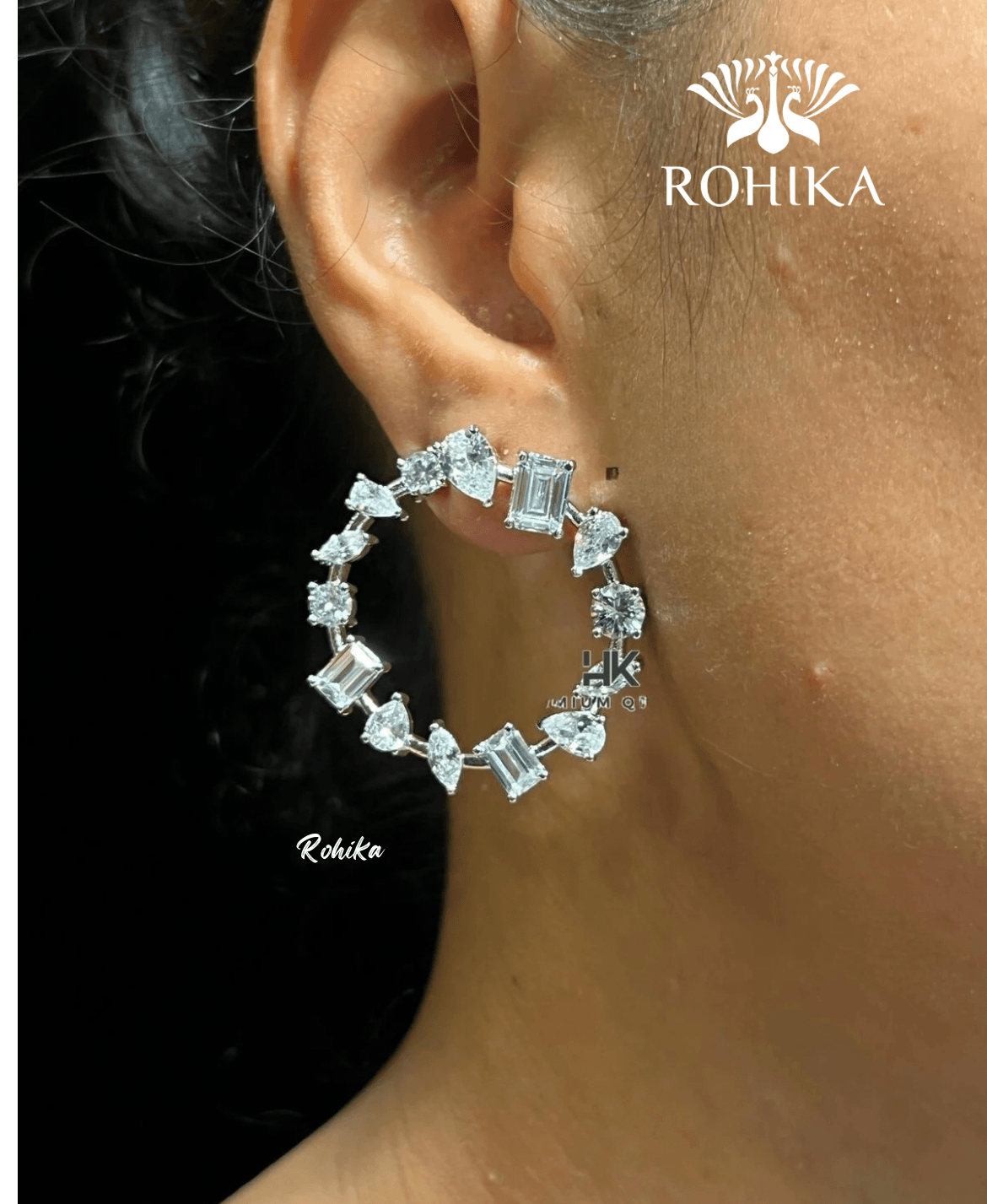 Lucy american diamond studs - White - Rohika Store