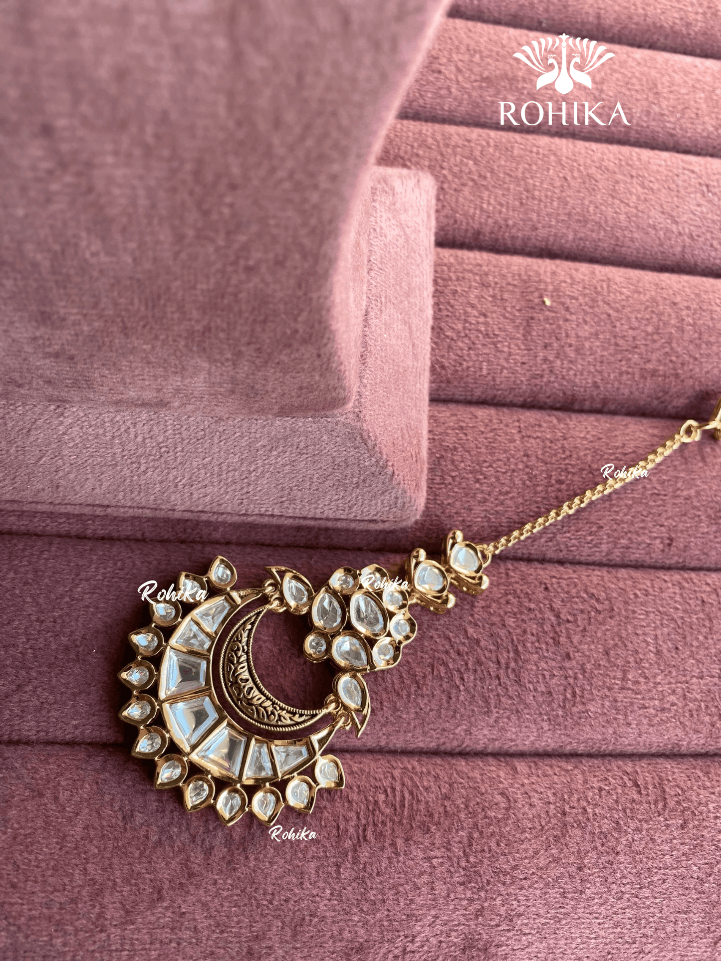 Polki kundan maangtikka (PLKM-038) - White - Rohika Store