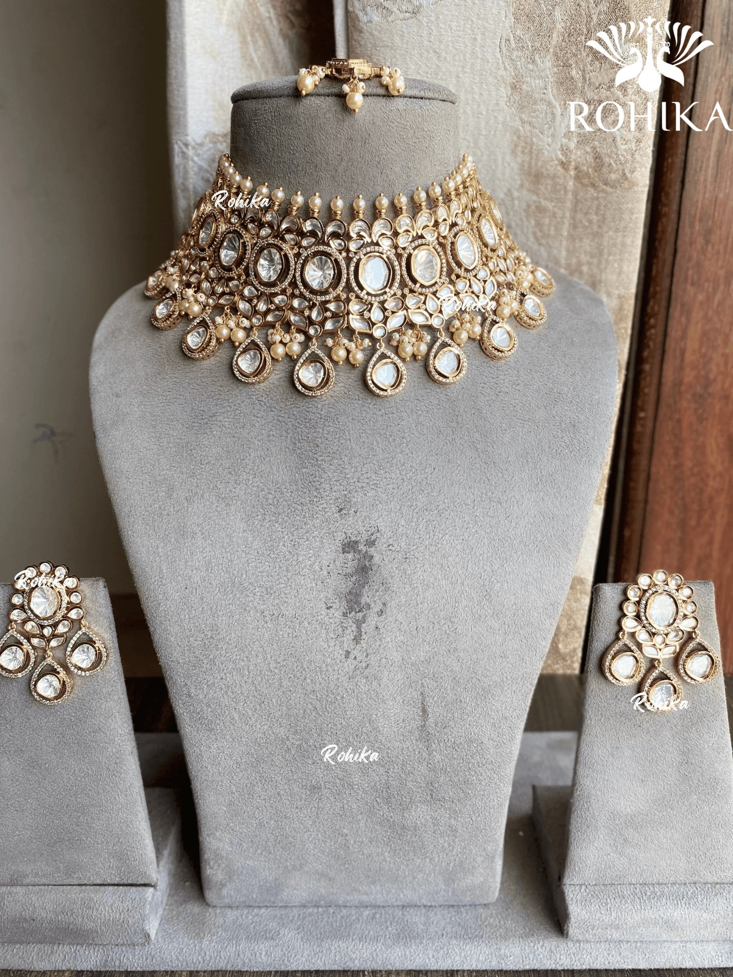 Anya polki kundan necklace set - Rohika Store