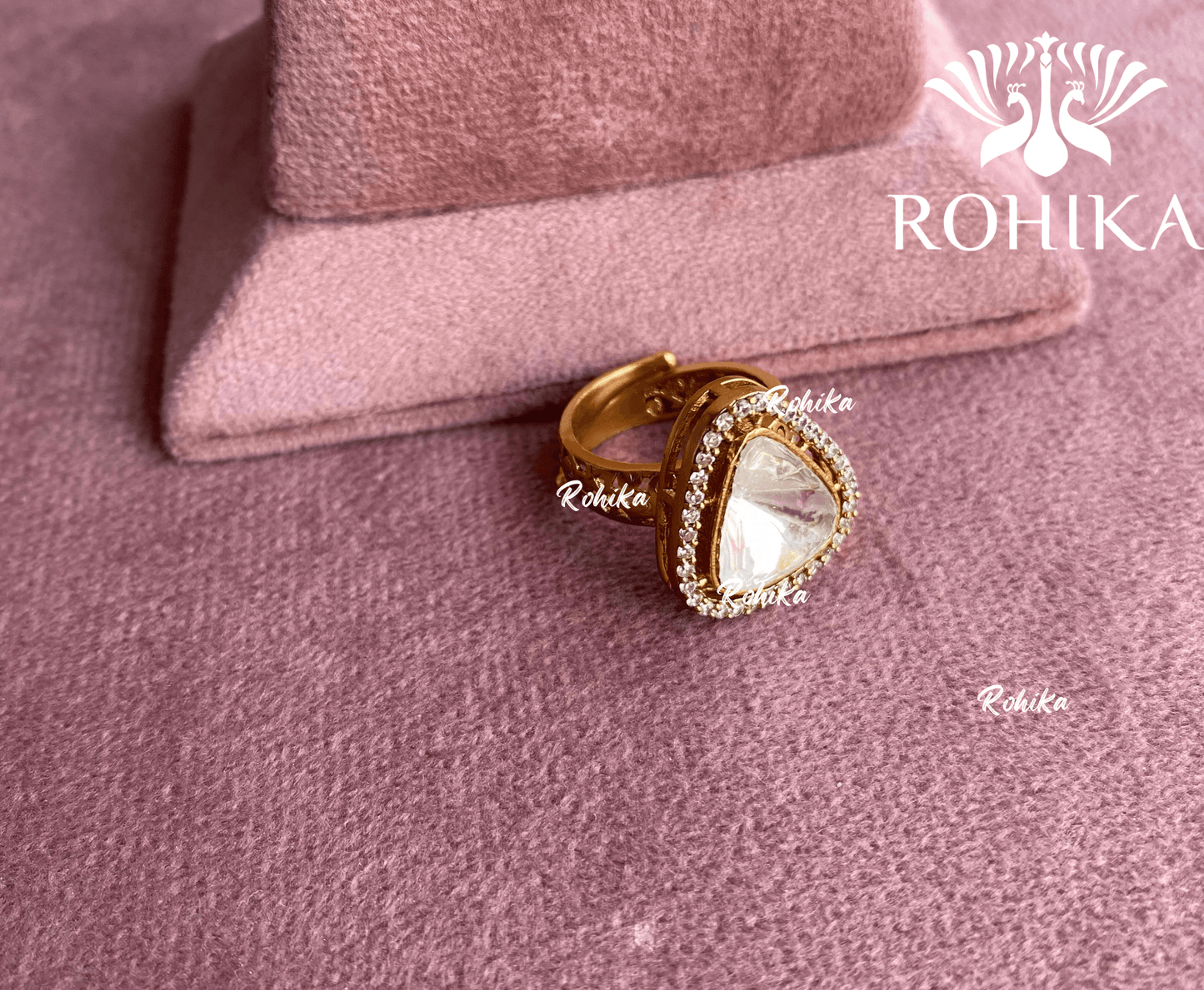 Angana polki kundan ring (SG-054) - White - Rohika Store