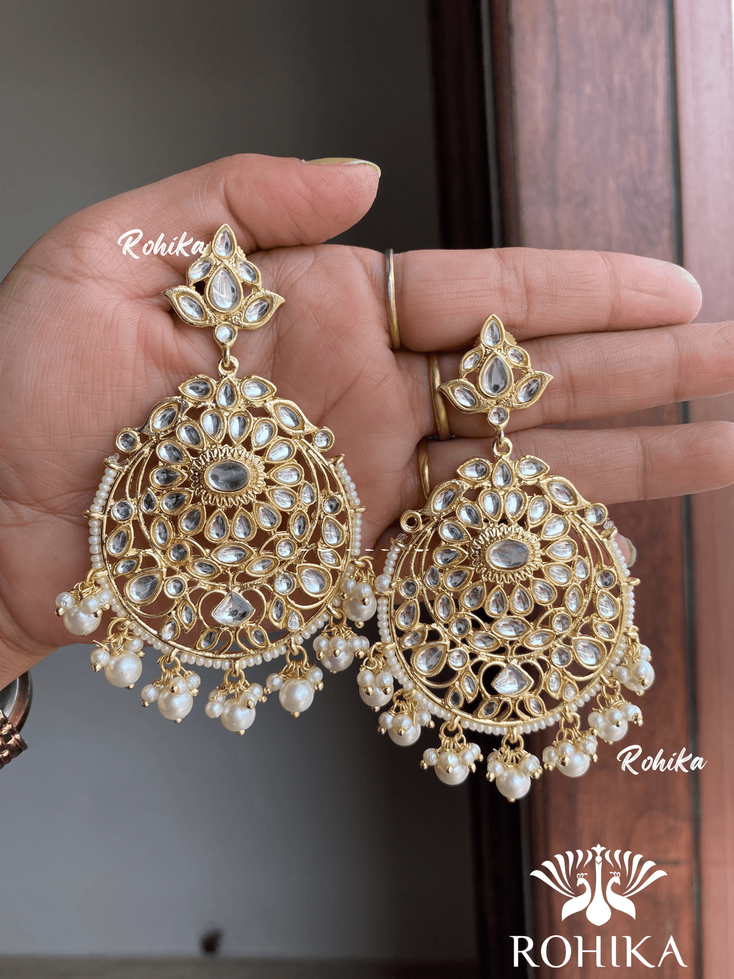 Nyema beautiful earrings-White - Rohika Store