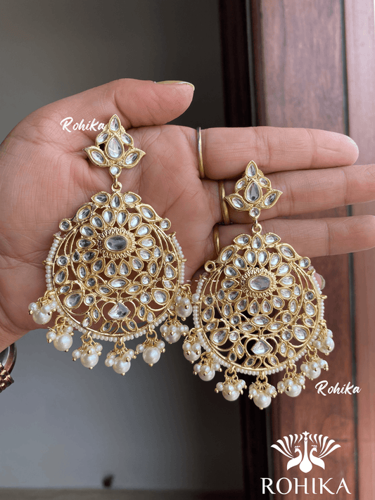 Nyema beautiful earrings-White - Rohika Store